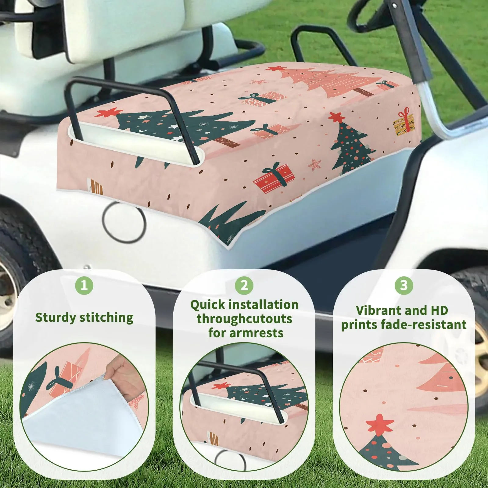 Tiveruda Pink Christmas Tree Golf Cart Seat Cover image 3