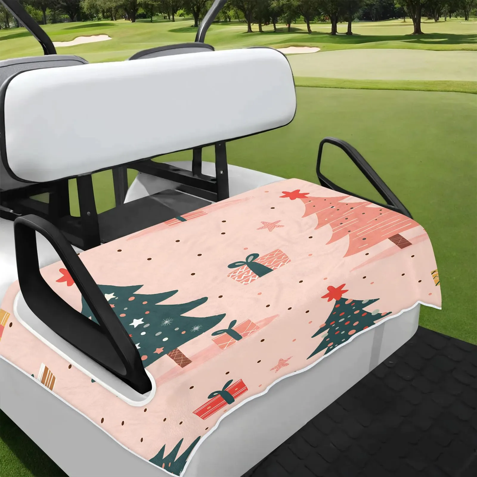 Tiveruda Pink Christmas Tree Golf Cart Seat Cover