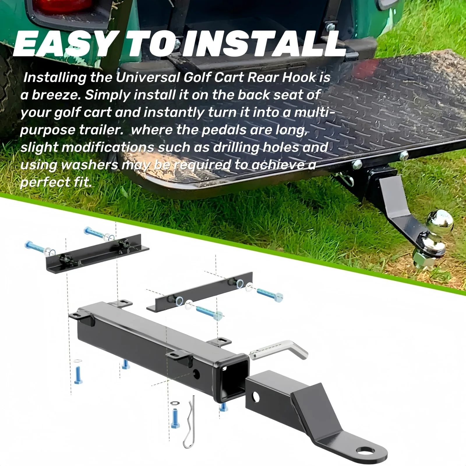 GFHUREB GE0005 Golf Cart Trailer Hitch Kit image 3
