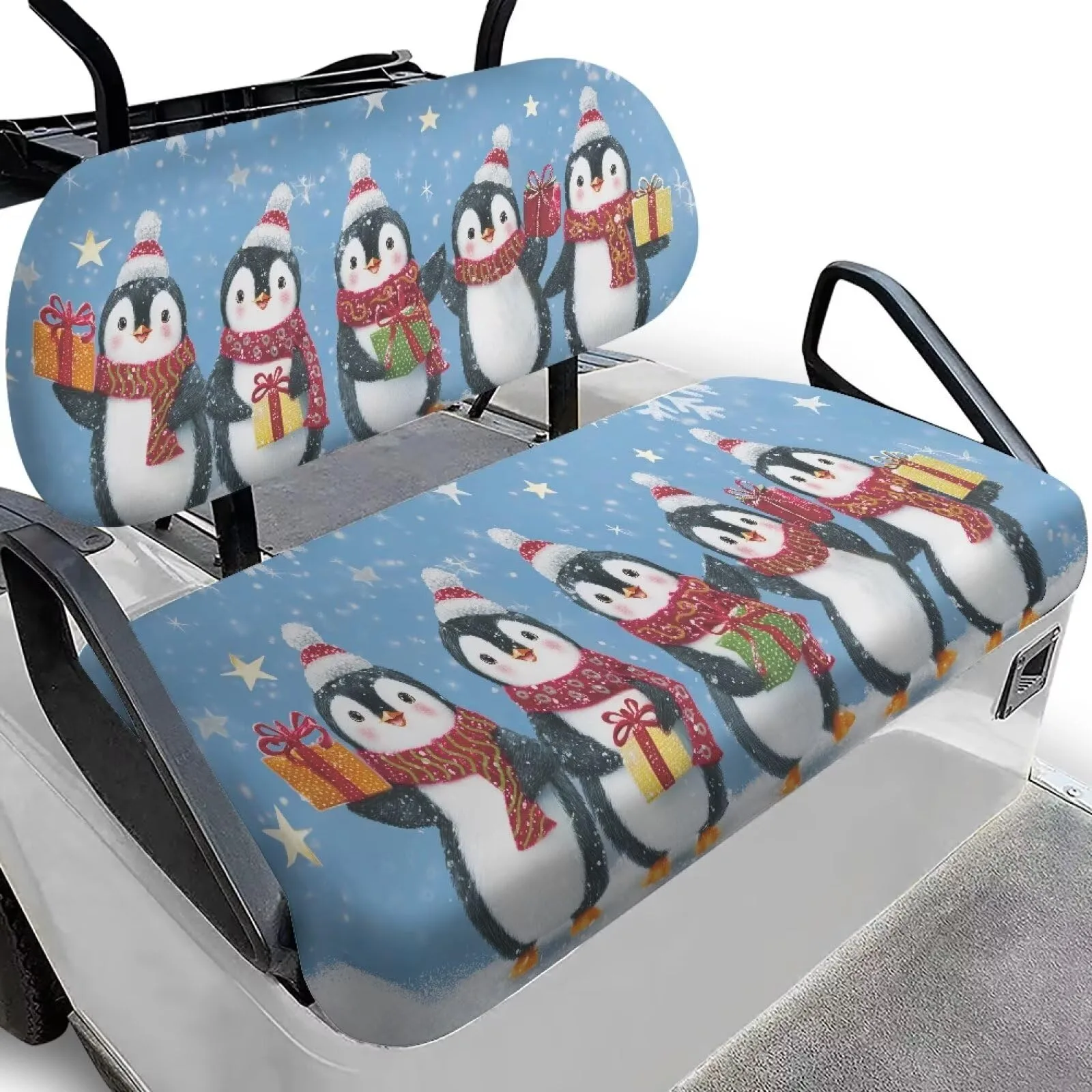 Quidrwyo Christmas Penguin Golf Cart Seat Covers
