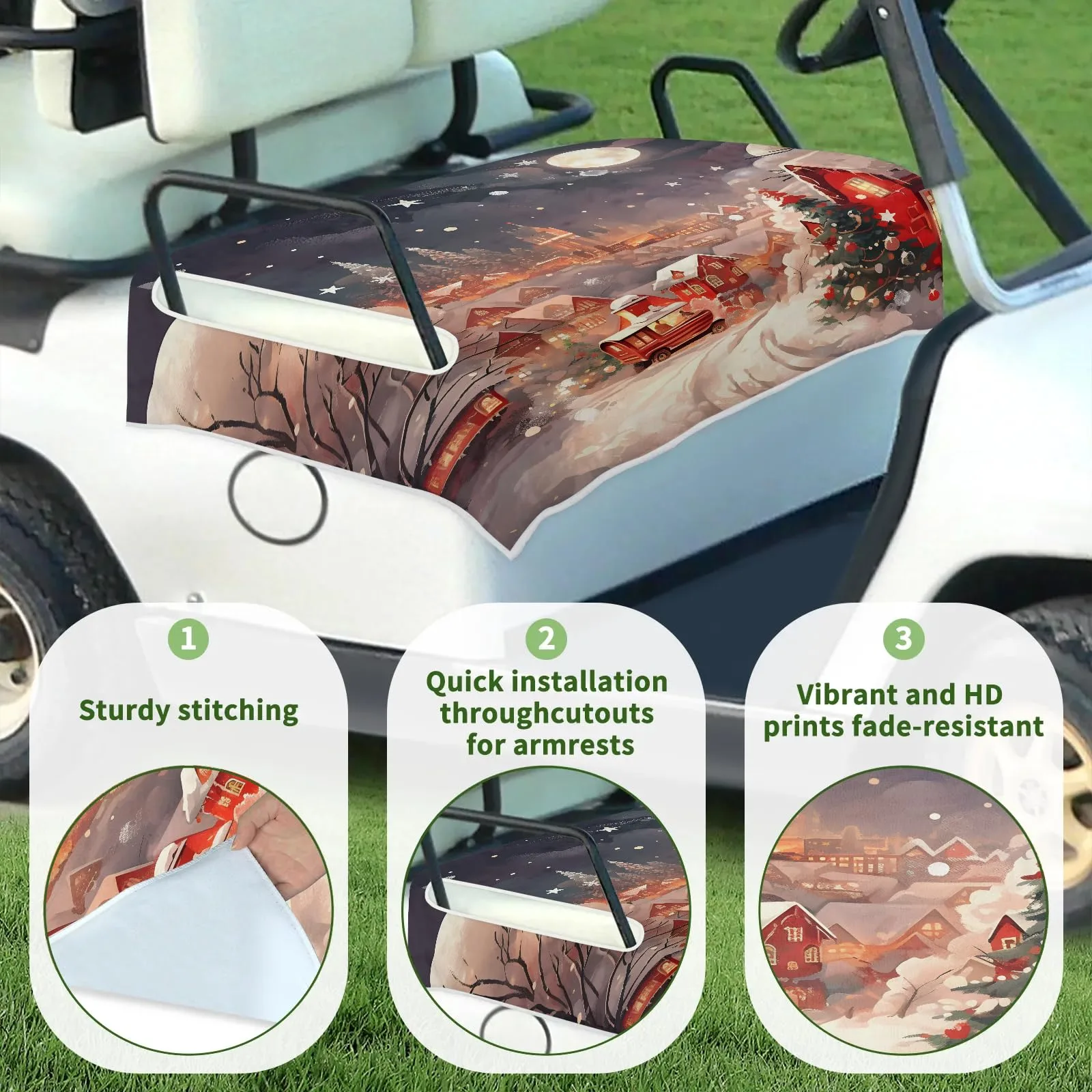 Tiveruda Vintage Christmas Golf Cart Seat Cover 51 x 31 in image 3