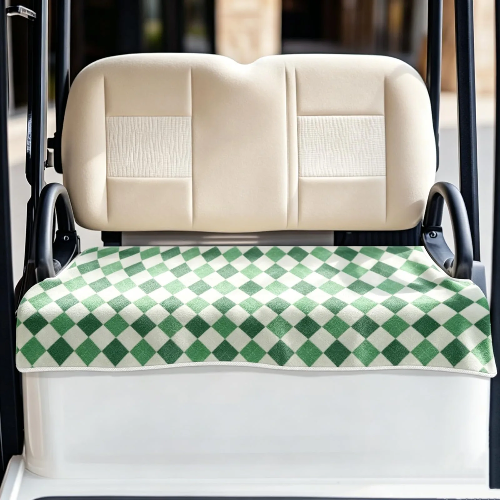 ORIGACH Green Argyle Golf Cart Seat Cover 51 x 31.9 in