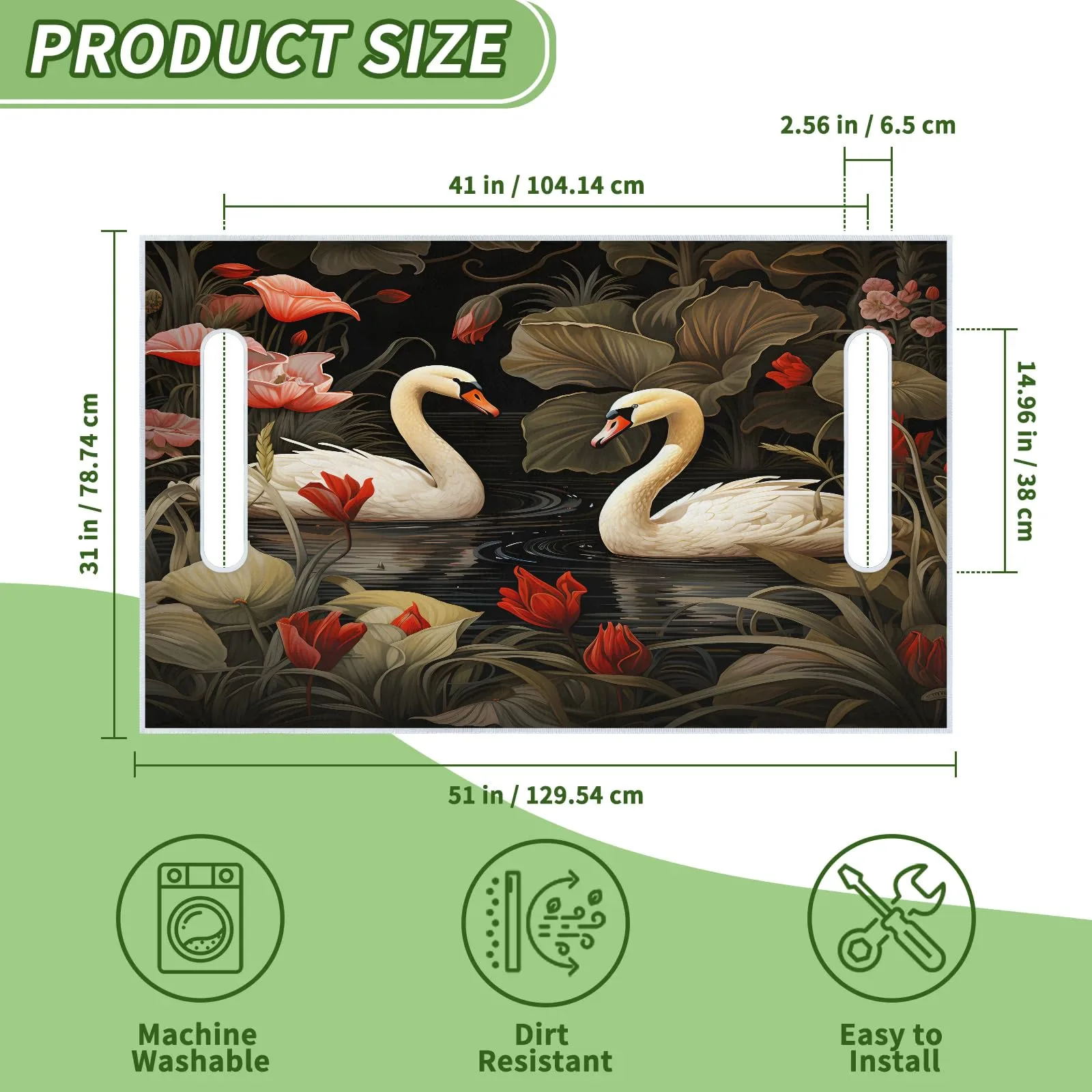 Tiveruda Goose Floral Golf Cart Seat Cover, 51 x 31 in image 2
