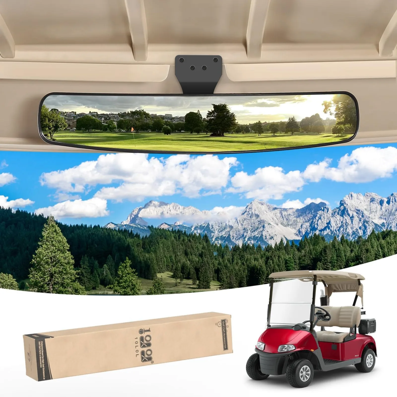 10L0L 16.5-Inch Golf Cart Rear View Mirror
