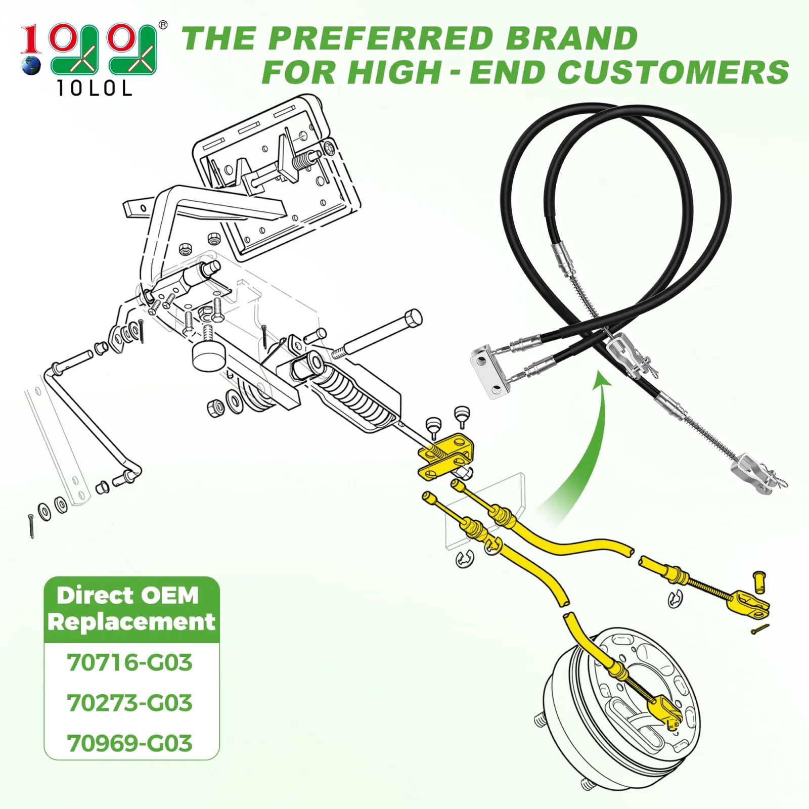 10L0L Brake Cable Kit for E-Z-GO TXT & Medalist image 2