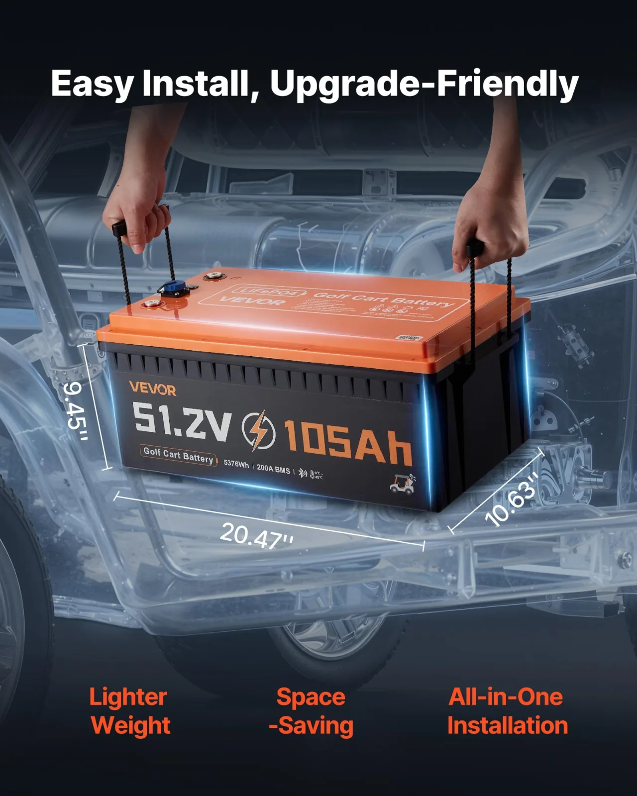 VEVOR 51.2V 105Ah LiFePO4 Golf Cart Battery Kit image 4