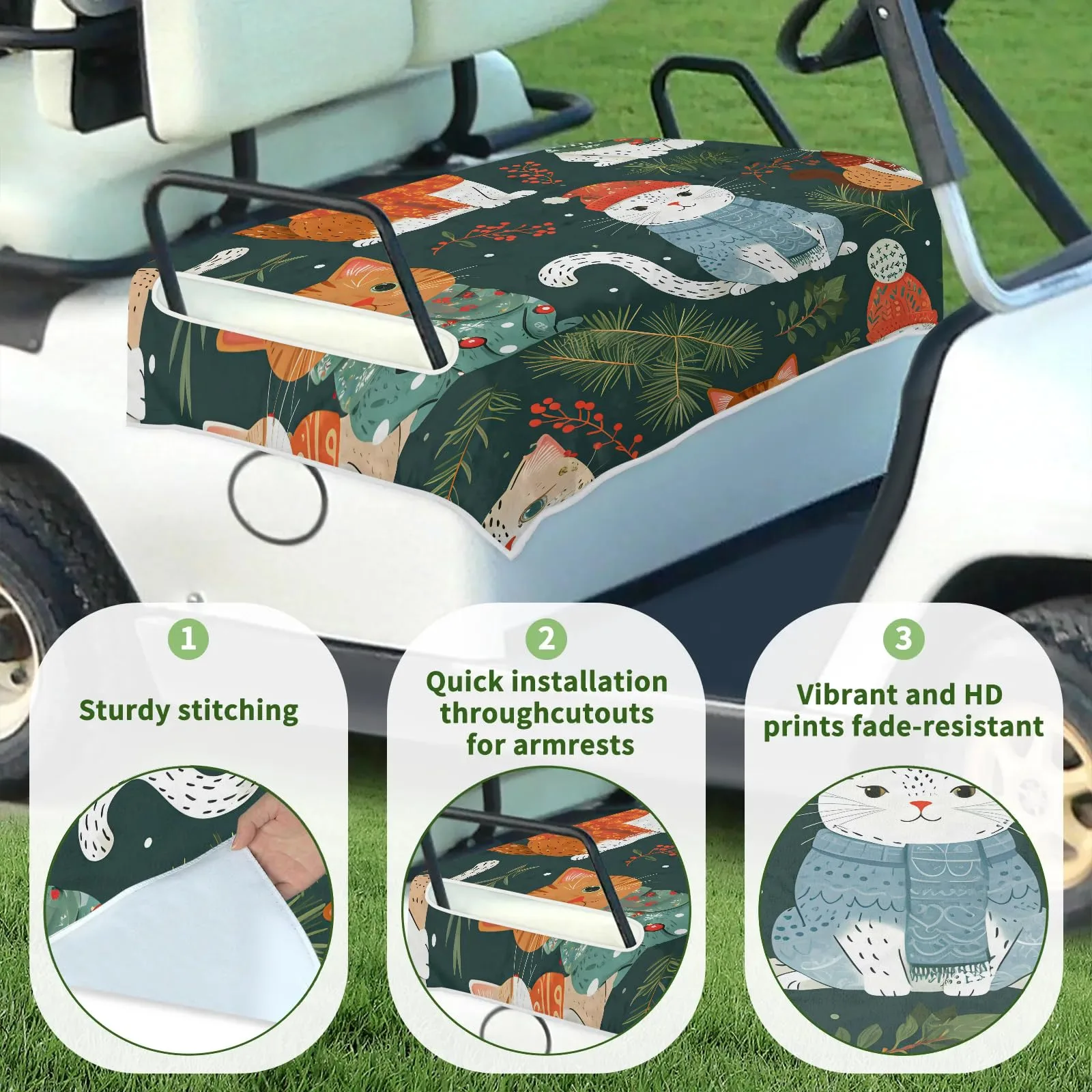 Tiveruda Golf Cart Seat Cover for Double Seats image 3