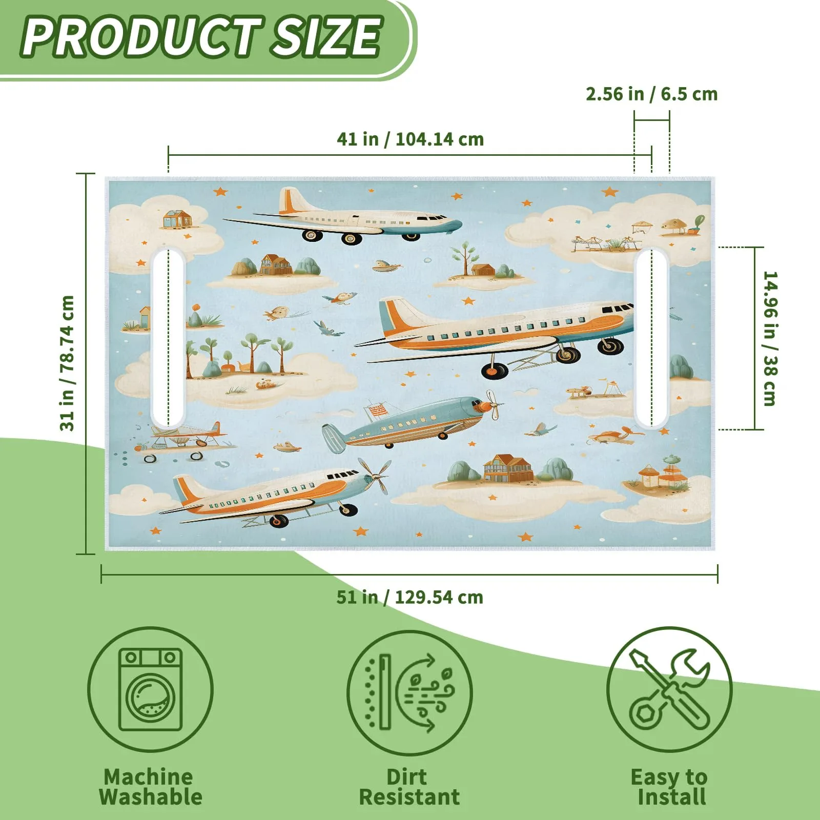 Tiveruda 51" x 31" Cartoon Airplane Universal Golf Cart Seat Cover image 2