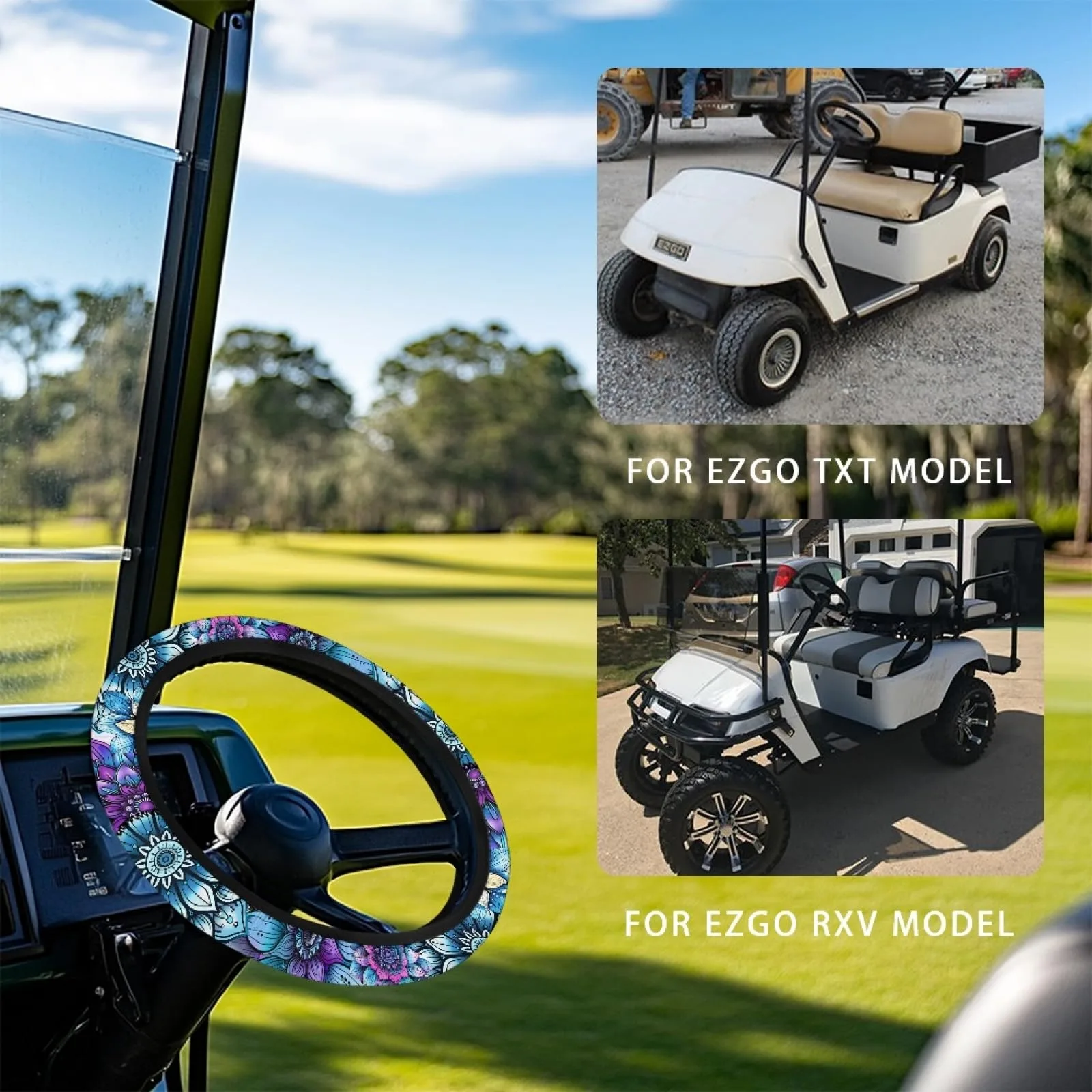INSTANTARTS Mandala Golf Cart Steering Wheel Cover image 3