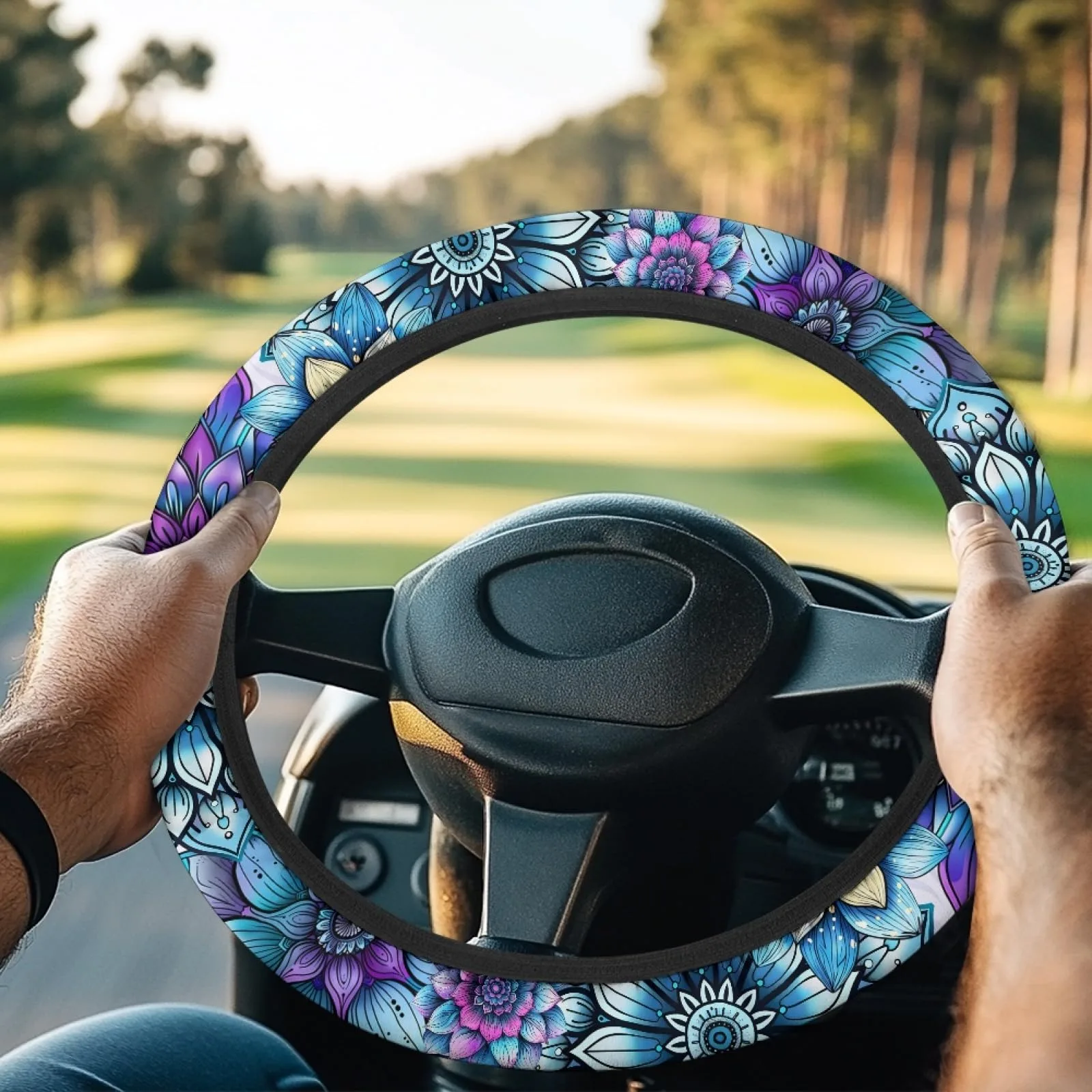 INSTANTARTS Mandala Golf Cart Steering Wheel Cover