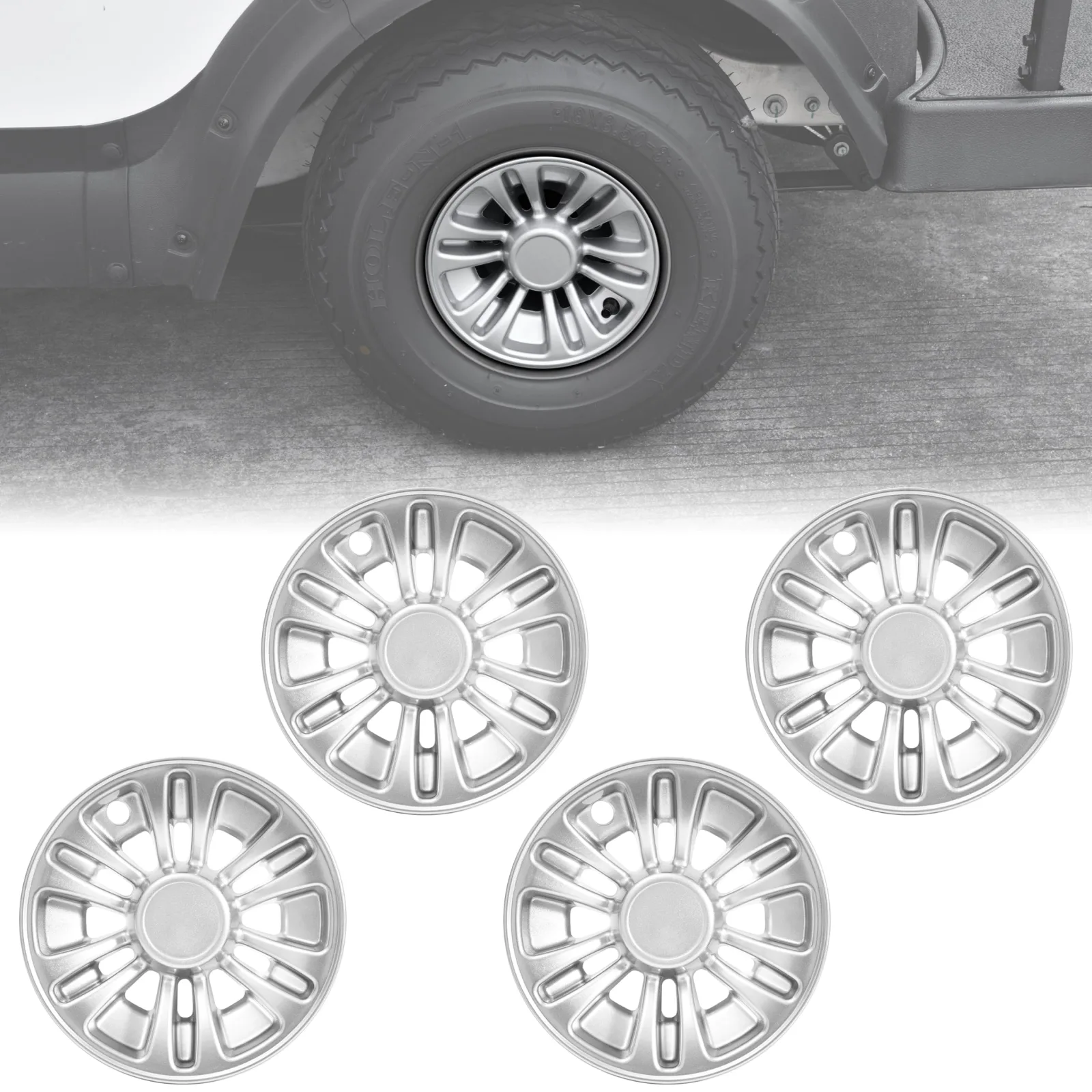 SAUTVS 8-Inch Golf Cart Wheel Hub Caps ZP-YJ-041903-004