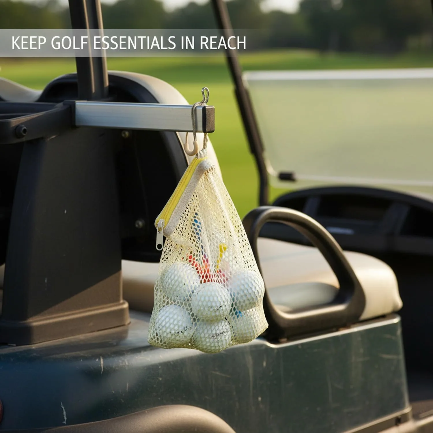 Generic Yellow Mesh Golf Cart Accessory Bag 766516 image 3