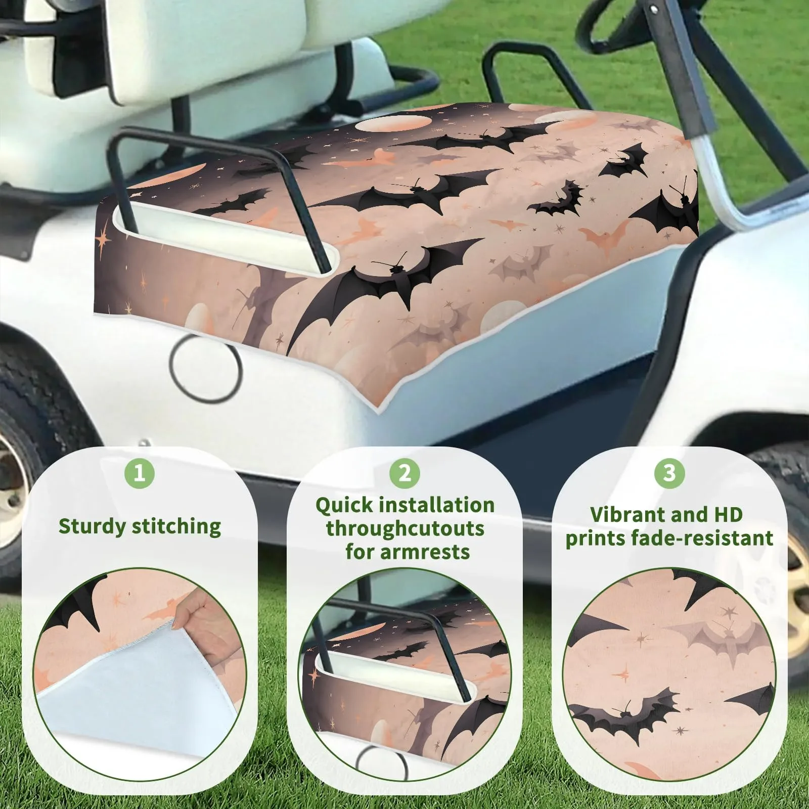 Tiveruda Halloween Golf Cart Seat Cover for Double Seats image 3
