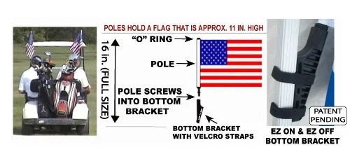 SSP Flags USA Golf Cart Flag with Pole and Bracket image 2