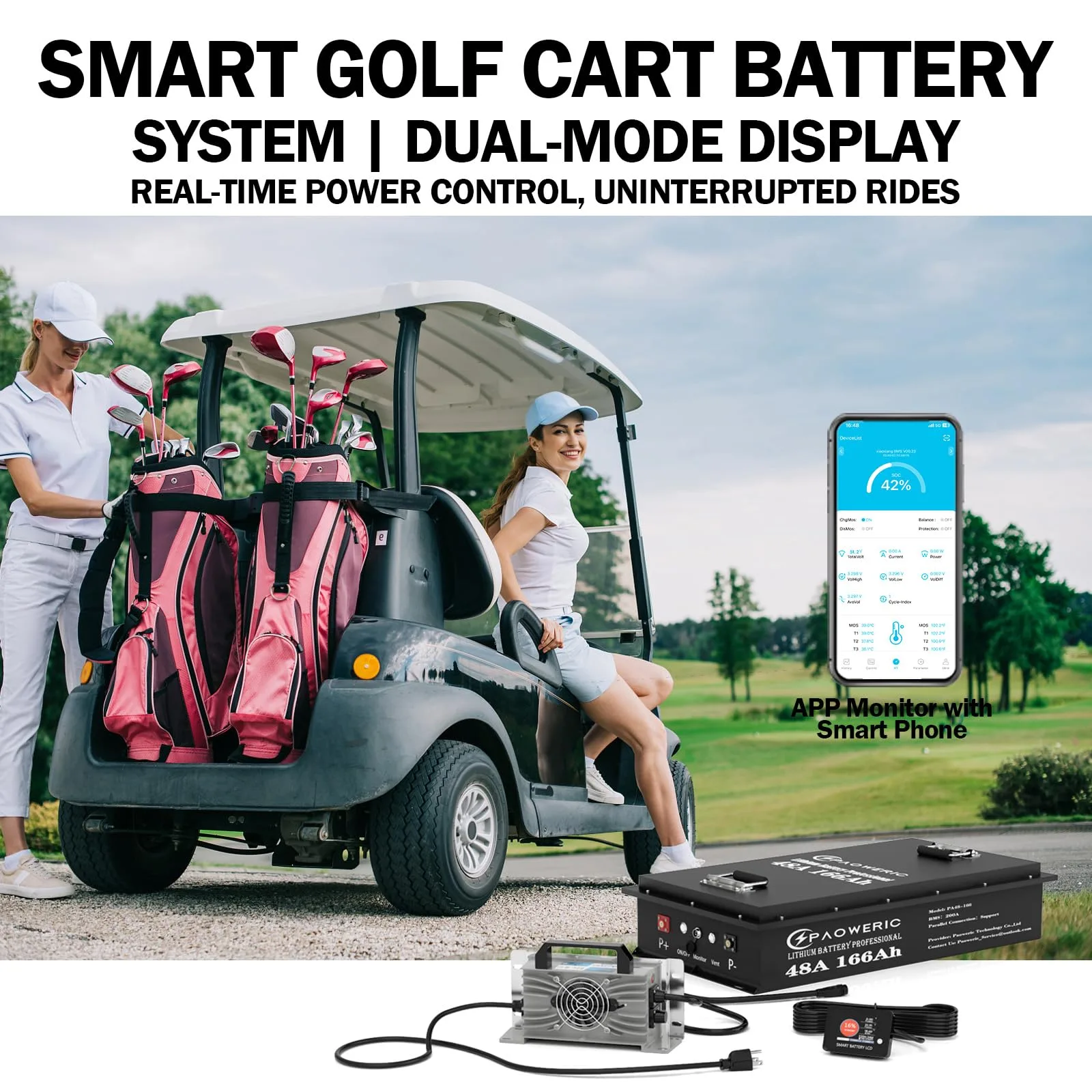 Paoweric 48V 166Ah LiFePO4 Golf Cart Battery PA48-166-001GC image 3