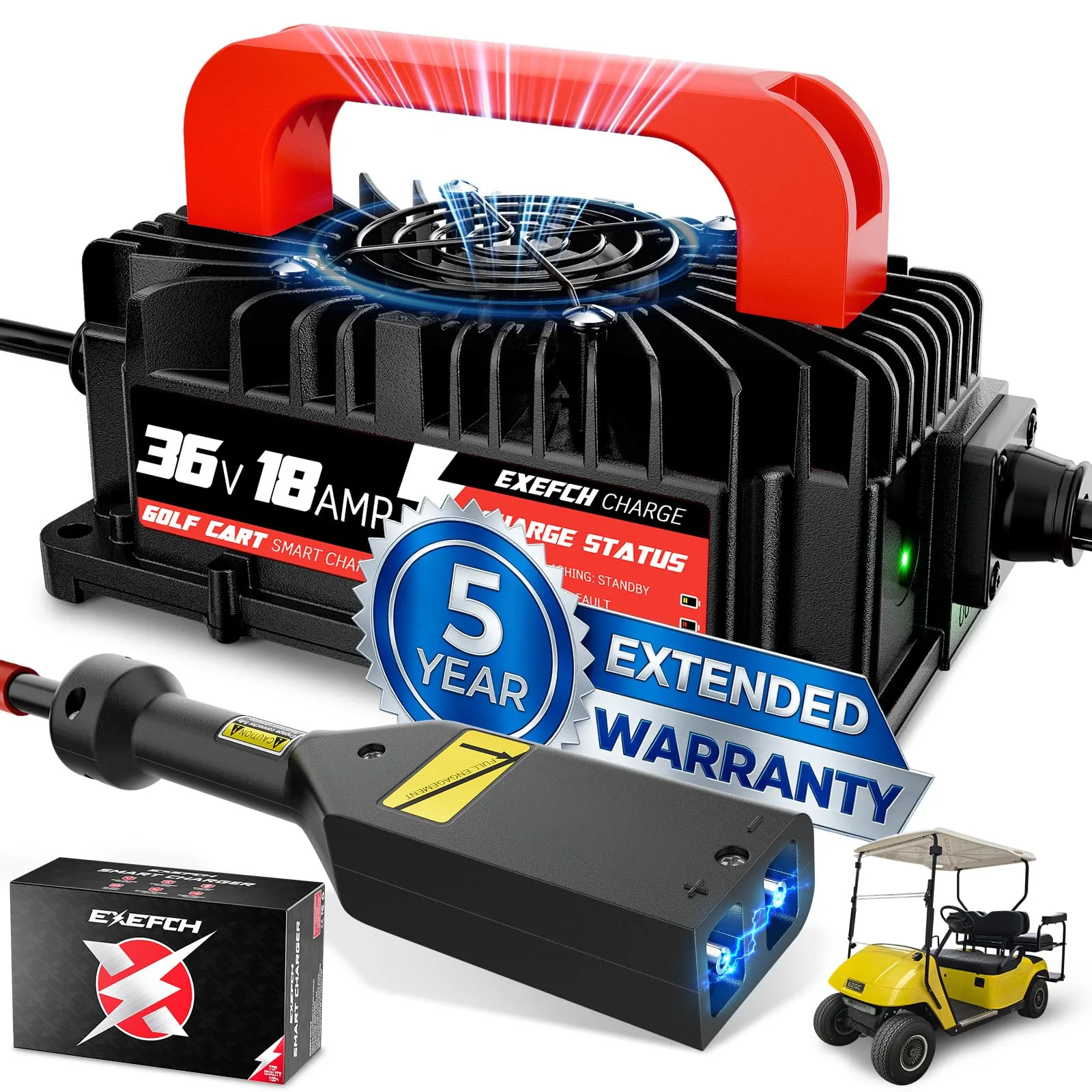 EXEFCH 36V 18A Charger for E-Z-GO TXT Golf Carts