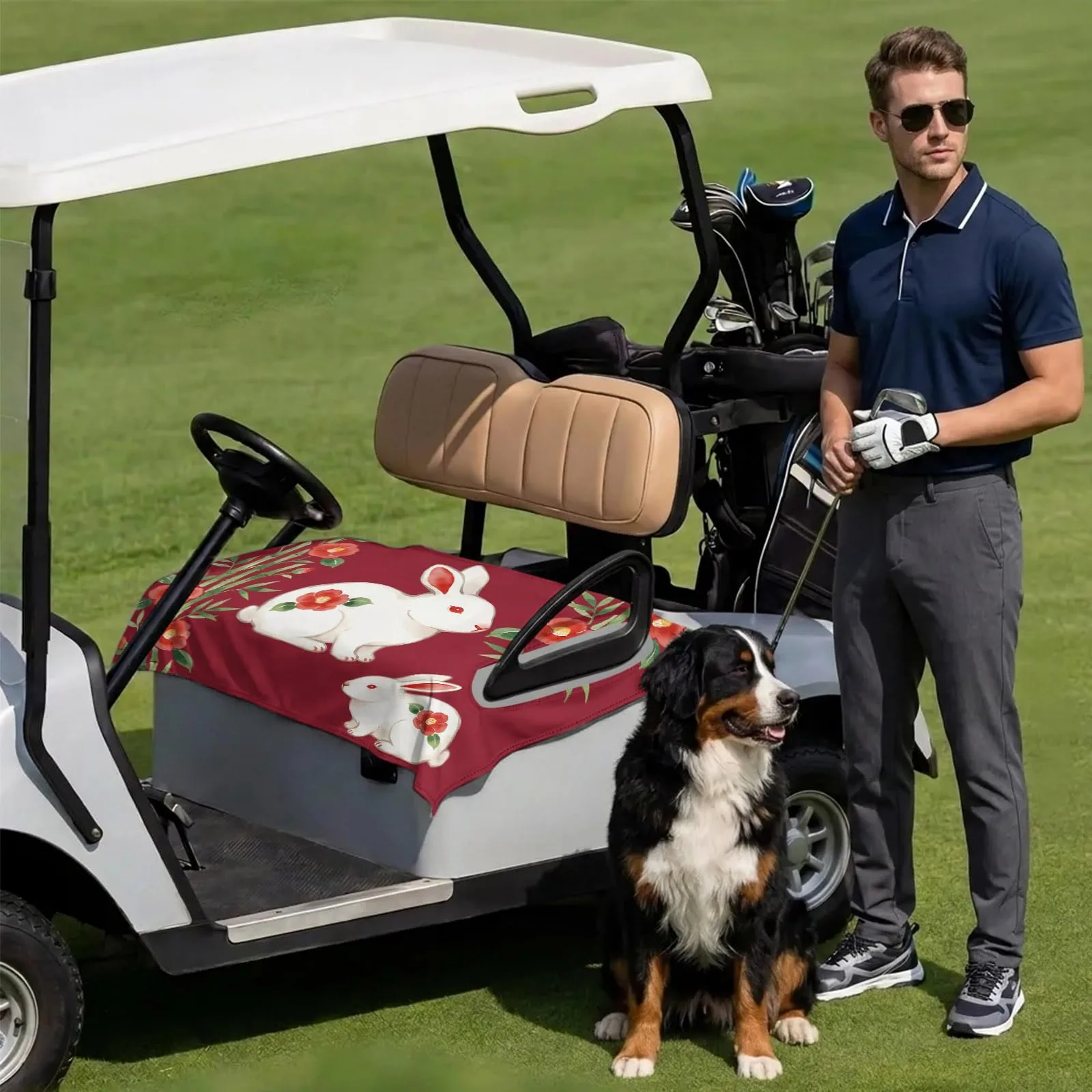 DecorLovee Red Golf Cart Seat Cover 51 x 31 Inch image 3