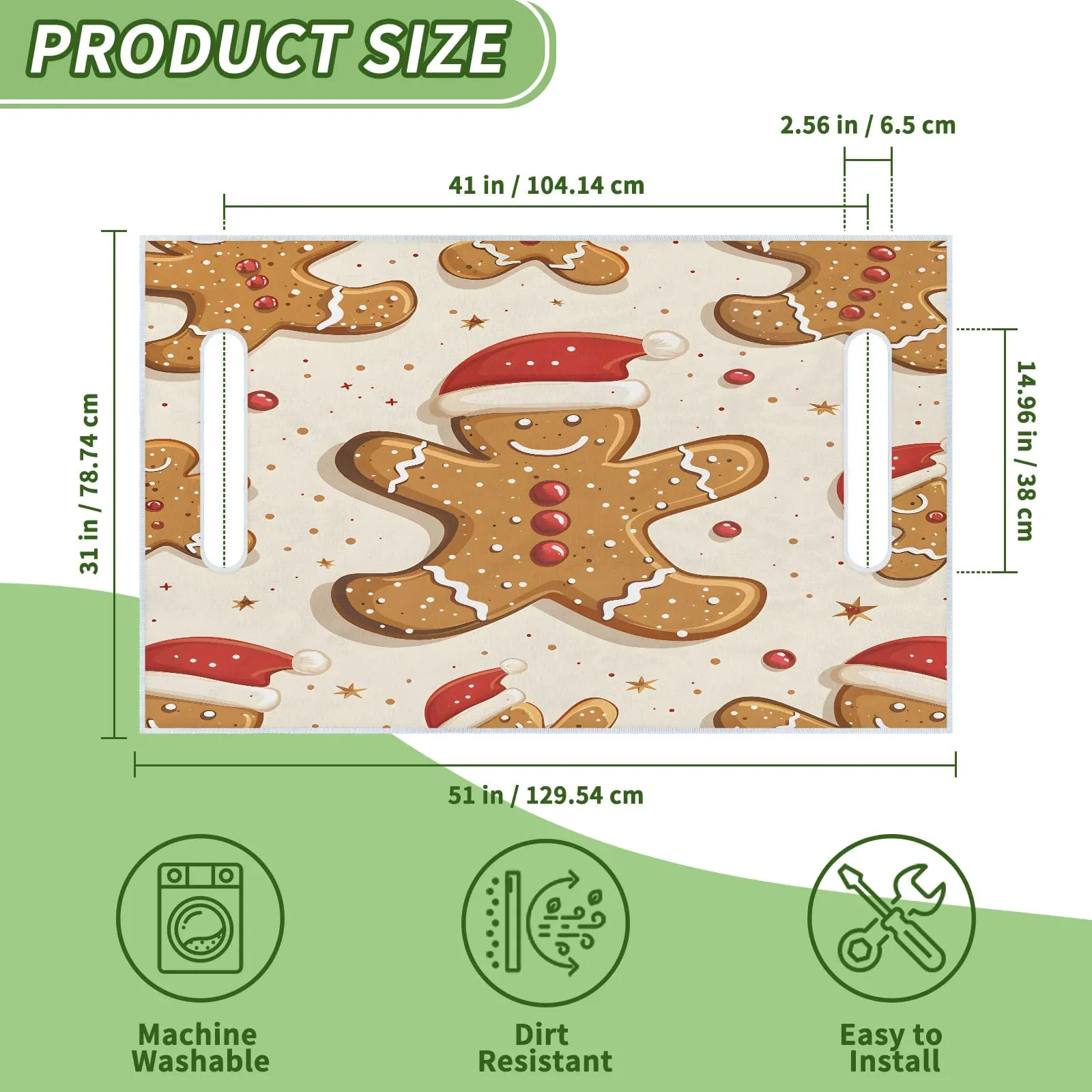 Tiveruda Christmas Gingerbread Golf Cart Seat Cover 51 x 31 image 2