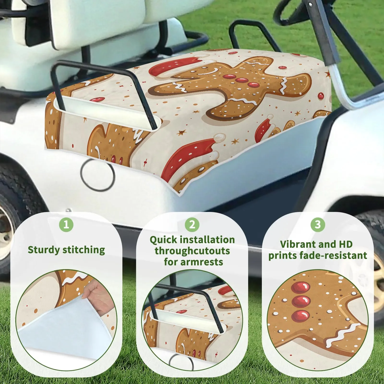 Tiveruda Christmas Gingerbread Golf Cart Seat Cover 51 x 31 image 3