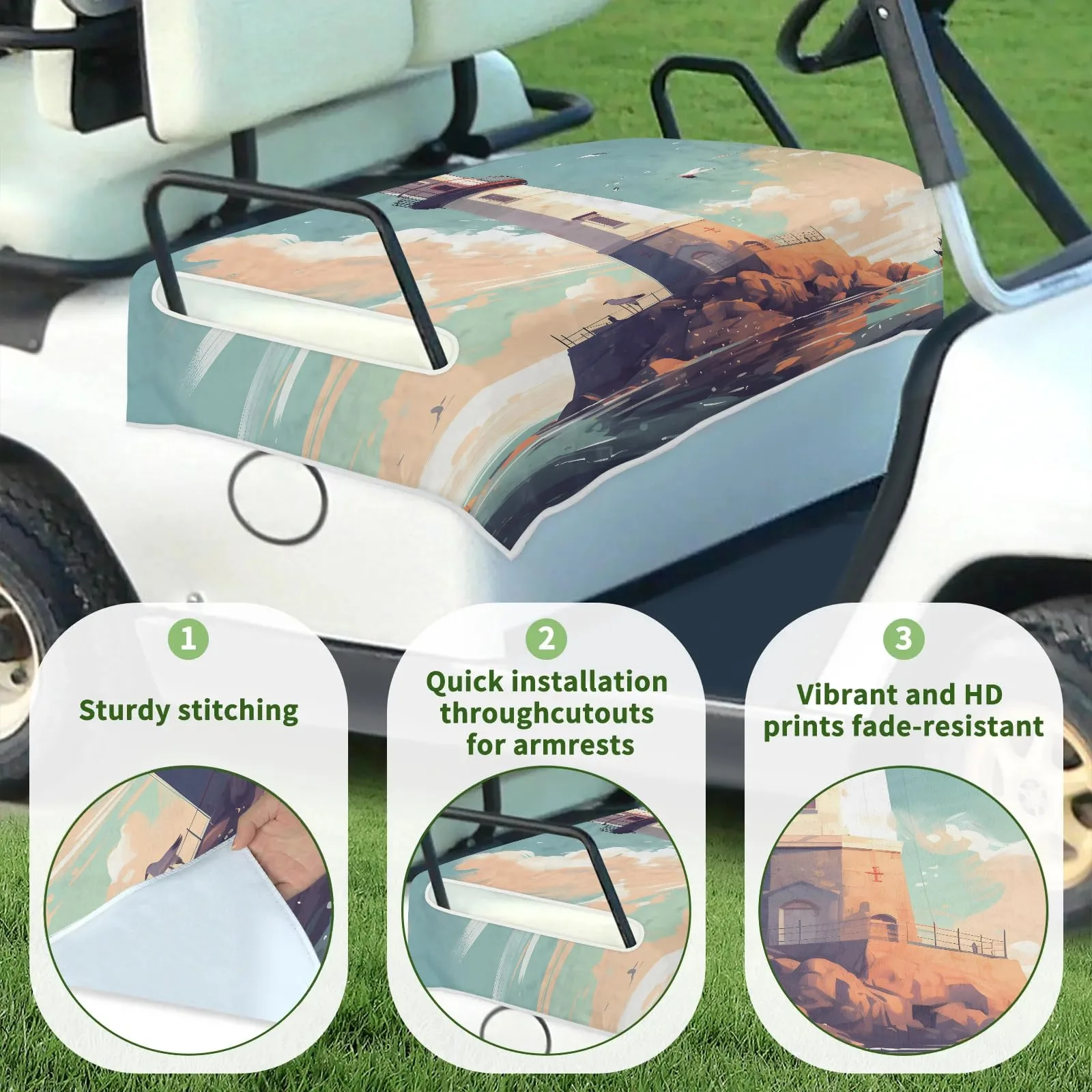 Tiveruda Golf Cart Seat Cover for Double Seats image 3