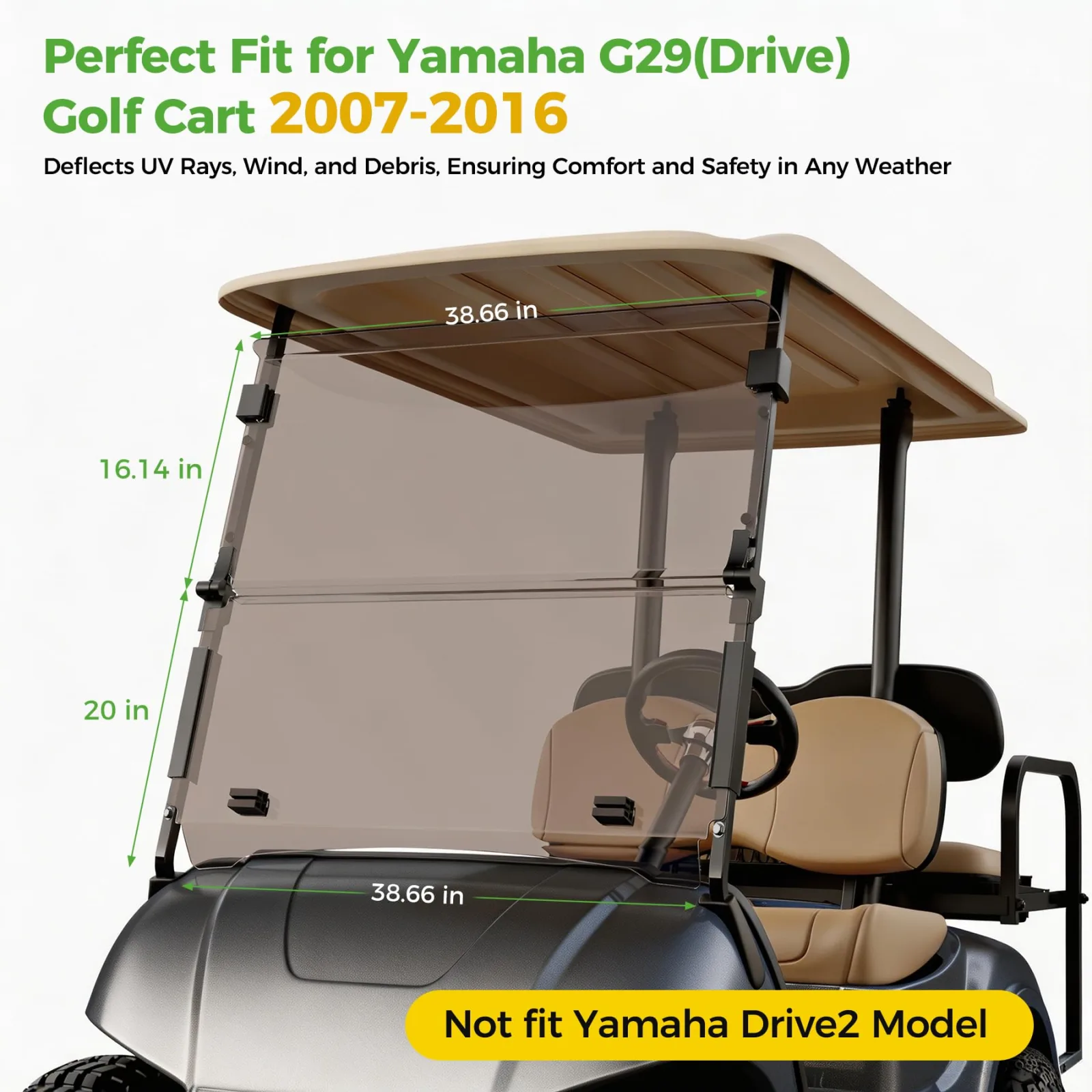 10L0L Yamaha G29/Drive Foldable Windshield 2007-2016 image 4