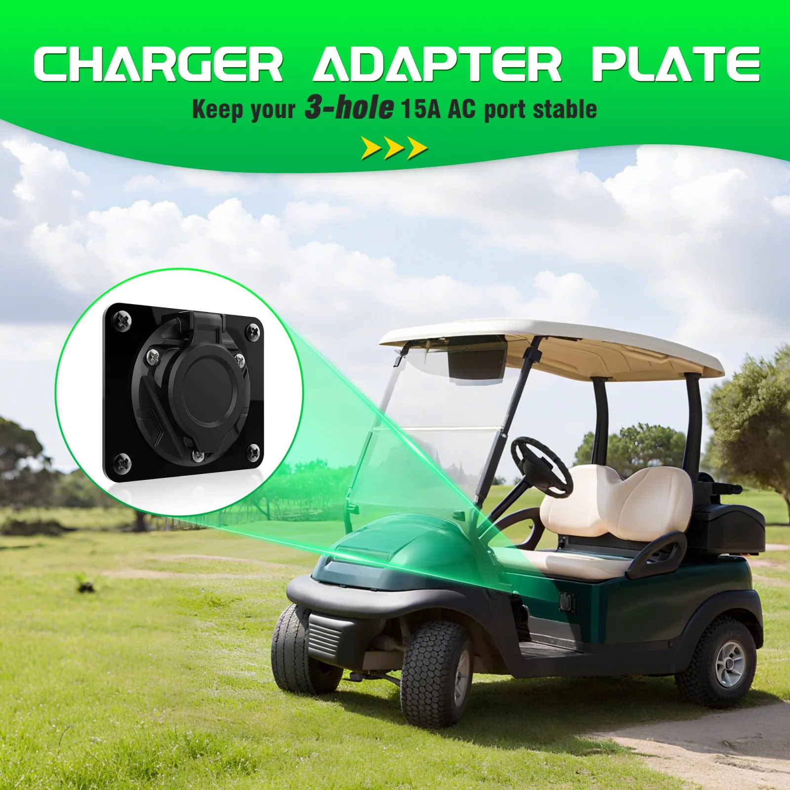 WOLFWILL WW-ECH-793 E-Z-GO Charging Port Adapter Plate image 2