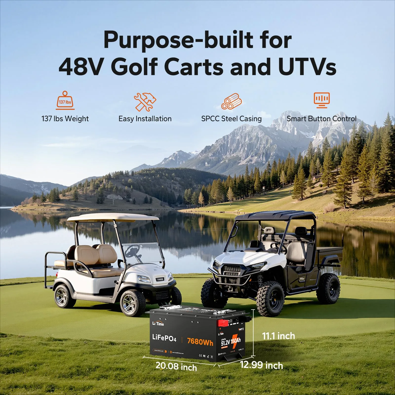 LiTime 48V 150Ah Golf Cart Lithium Battery Kit image 3