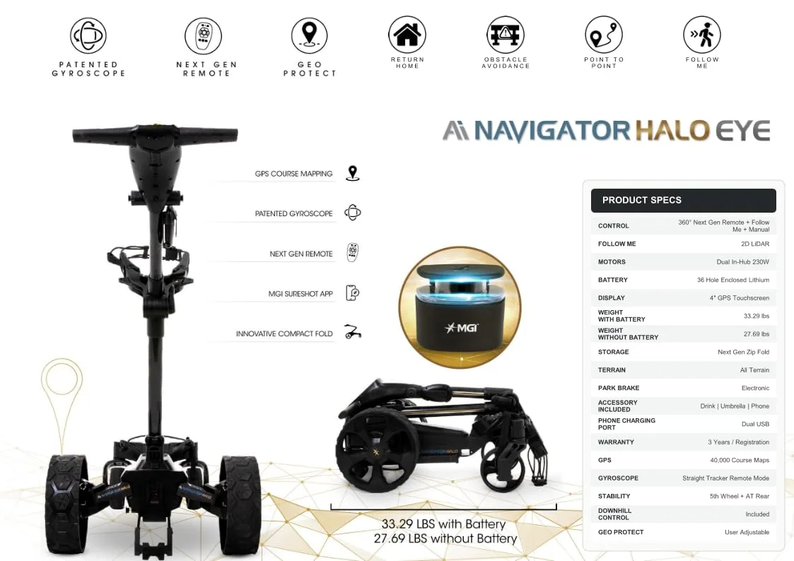 MGI Ai Navigator Halo Eye Remote-Control Electric Golf Cart image 2