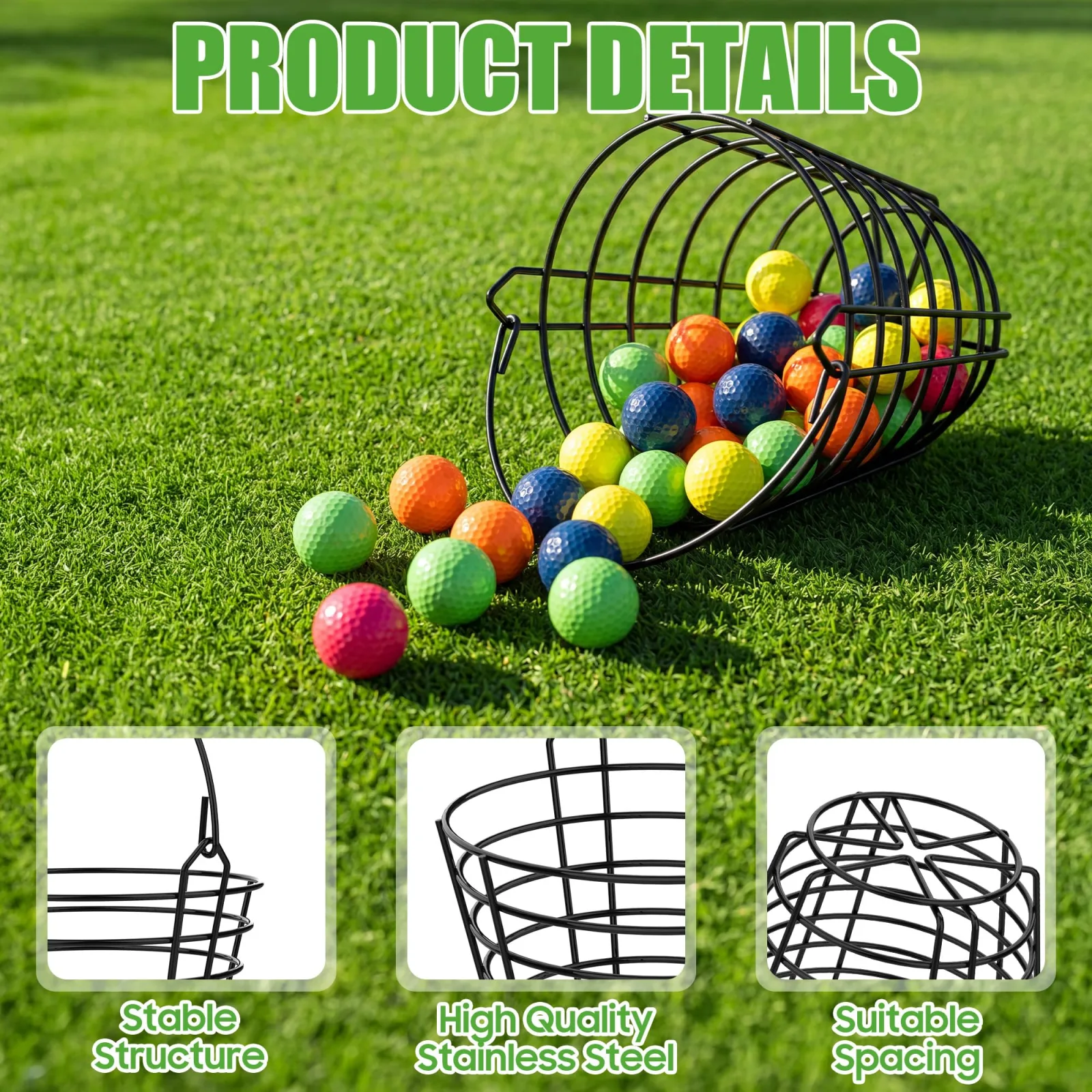 10L0L Metal Golf Ball Basket with Handle image 4