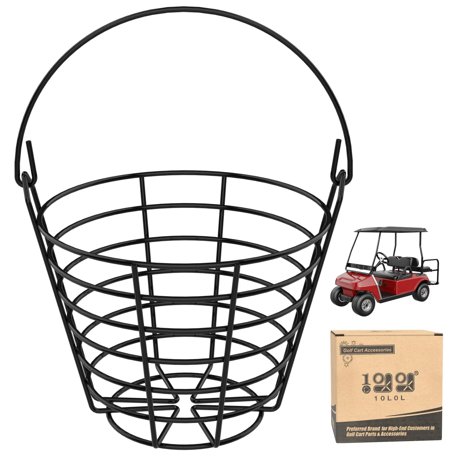 10L0L Metal Golf Ball Basket with Handle