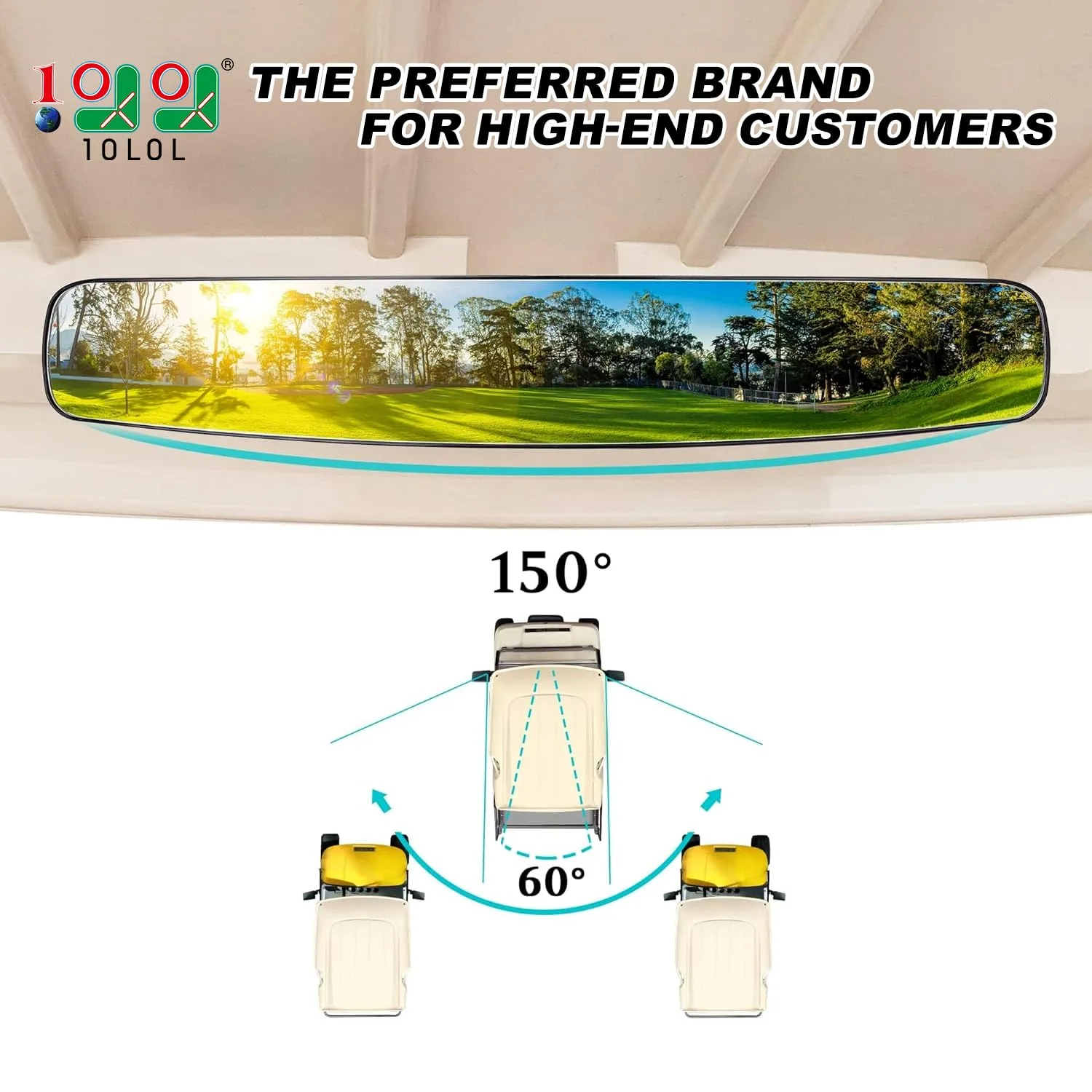 10L0L 180° Panoramic Golf Cart Rearview Mirror image 2