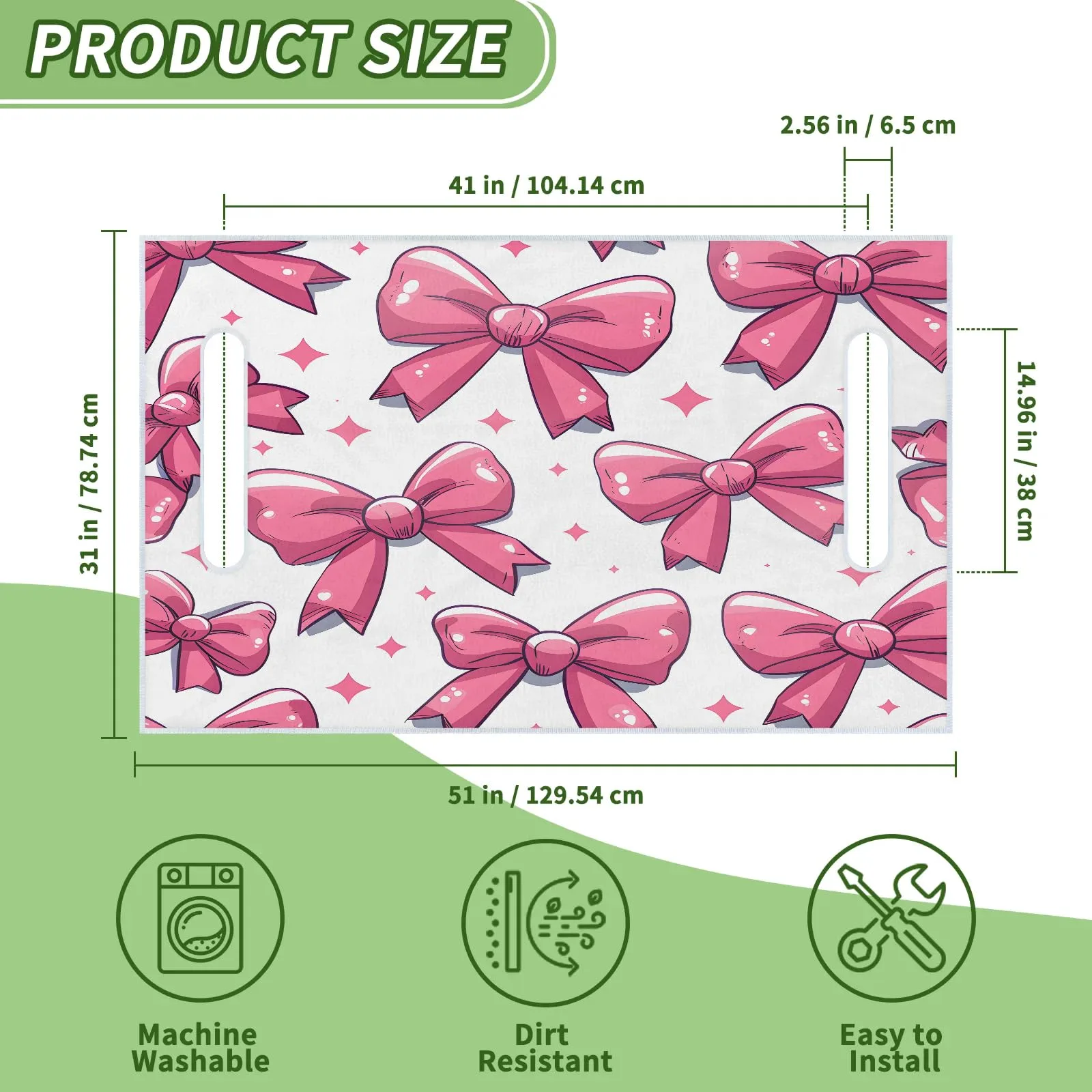 Tiveruda Pink Bow Golf Cart Seat Cover, 51 x 31 in image 2