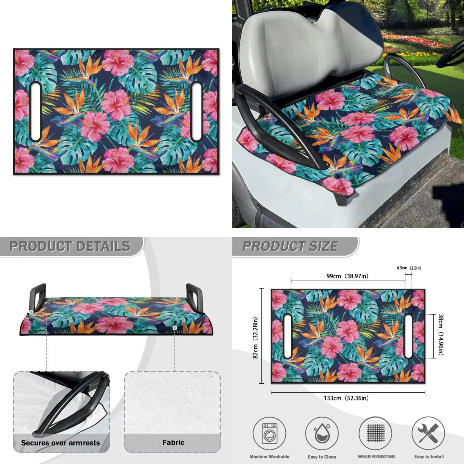 Yewattles Golf Cart Seat Cover for Club Car 2-Seater image 4