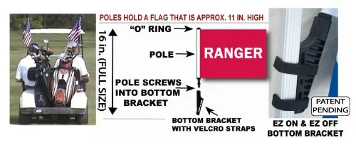 SSP Flags Ranger Golf Cart Flag with EZ On & Off Bracket image 2