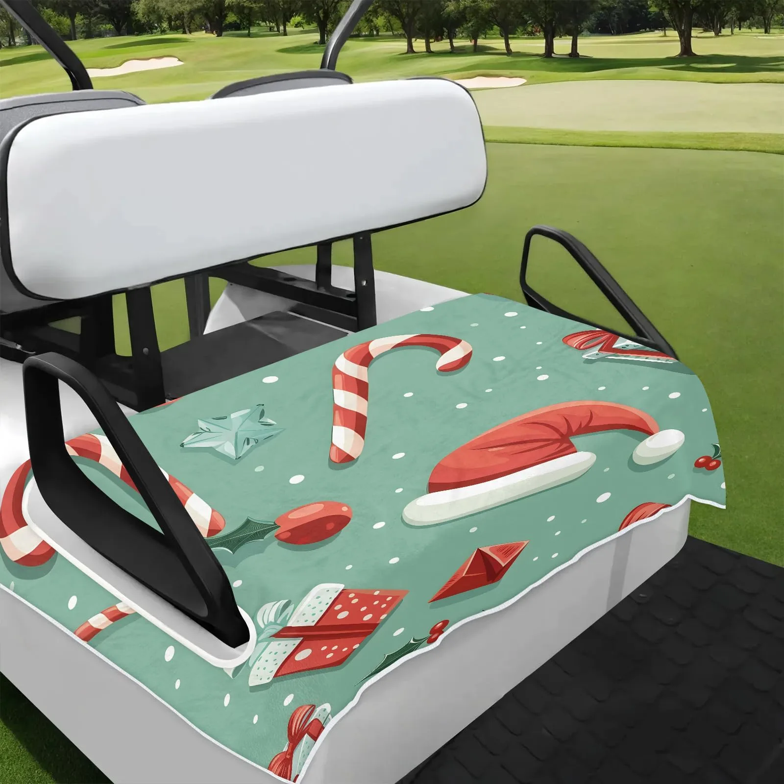 Tiveruda Christmas Candy Golf Cart Seat Cover, 51 x 31 in