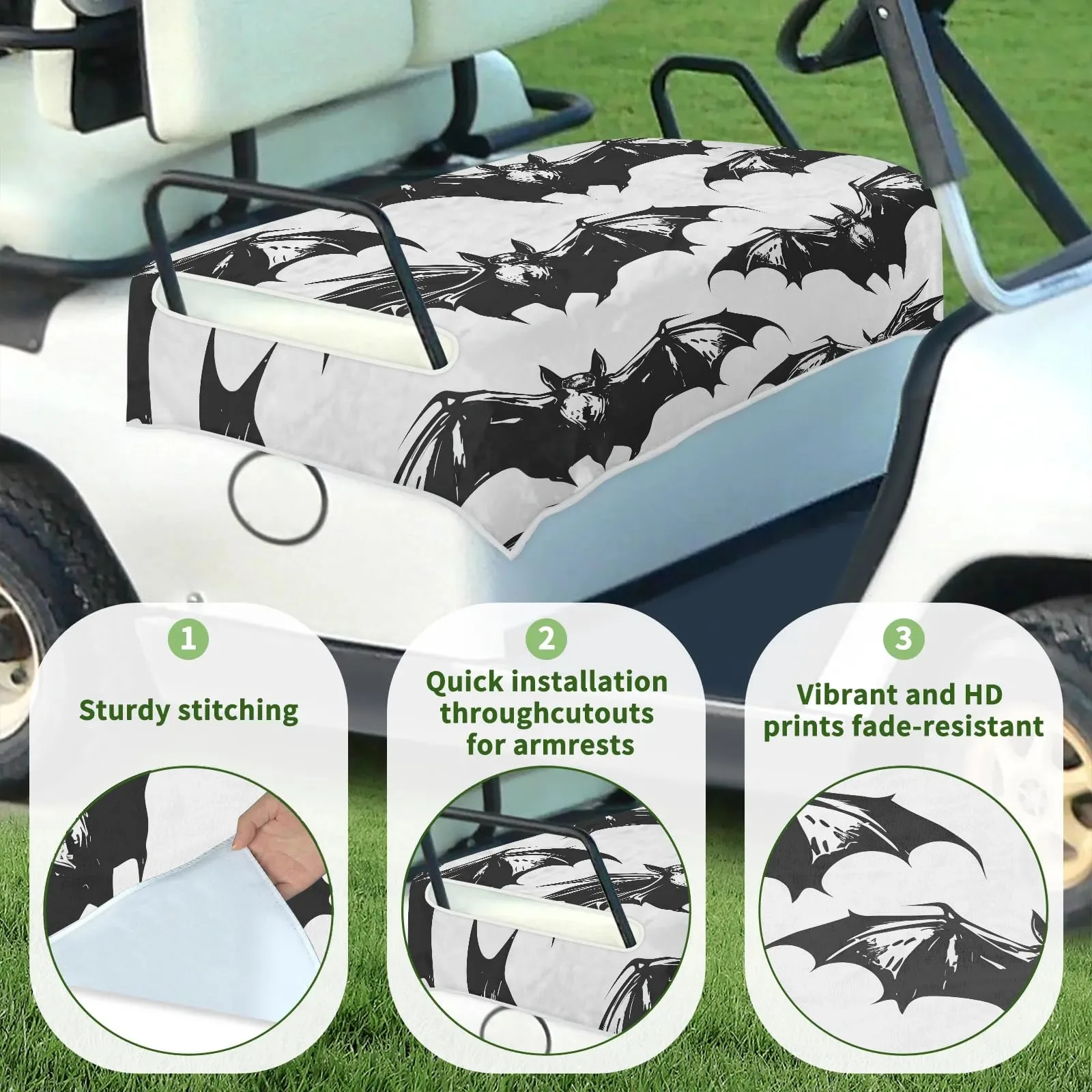 Tiveruda Golf Cart Seat Cover for Double Seats 51 x 31 in image 3