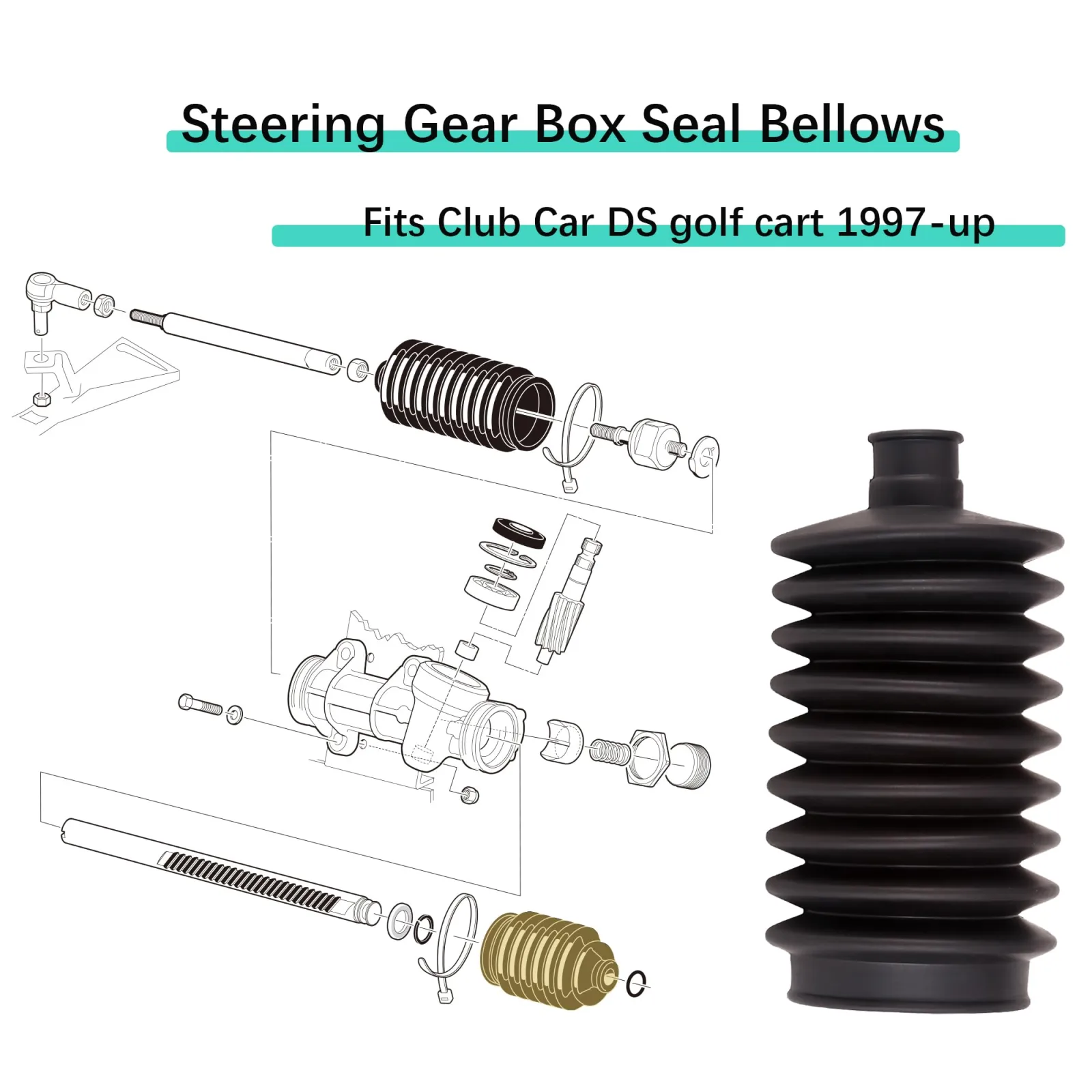 10L0L Steering Bellows for Club Car DS 1997‑Up — 1018800-01 image 3