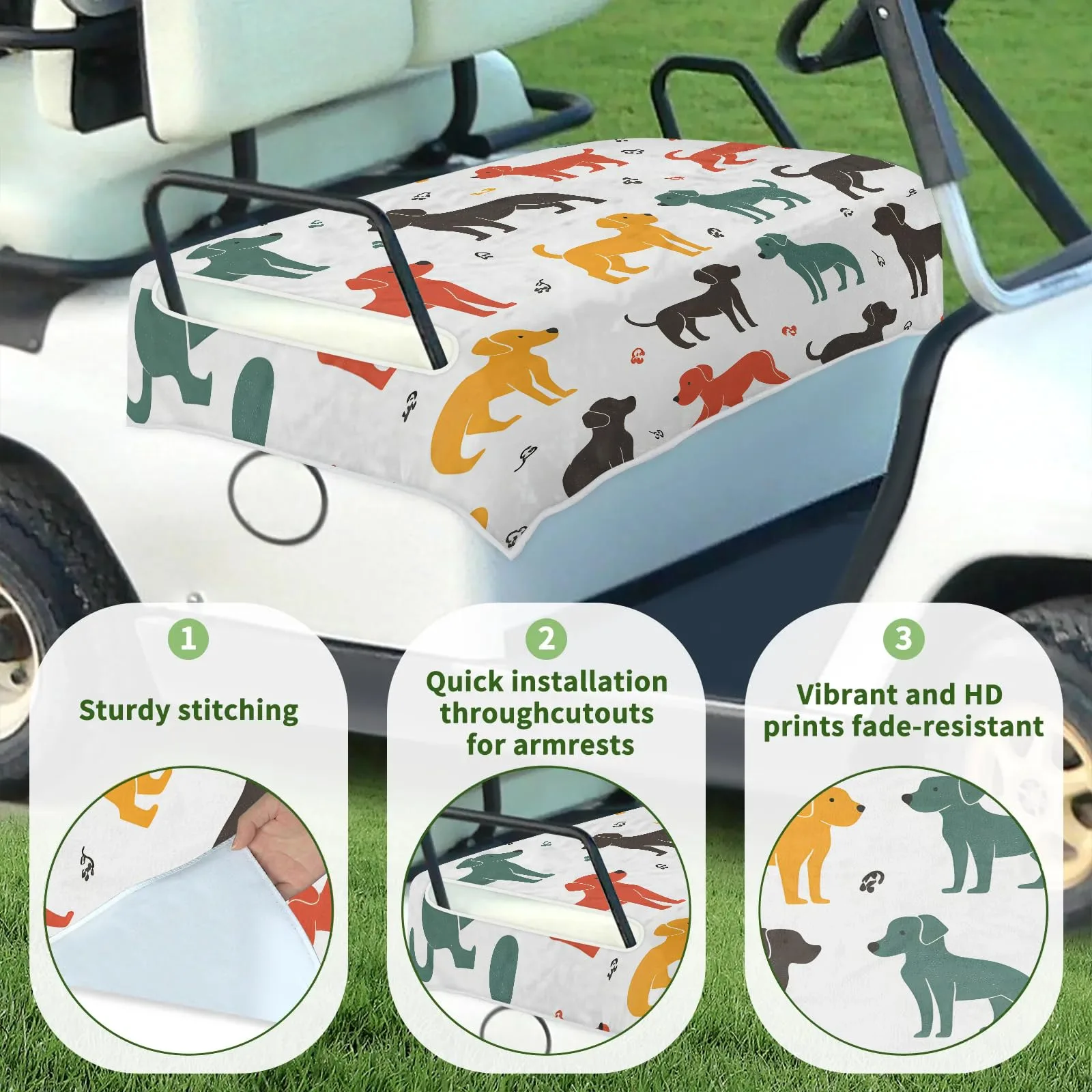 Tiveruda Golf Cart Seat Cover for Double Seats image 3