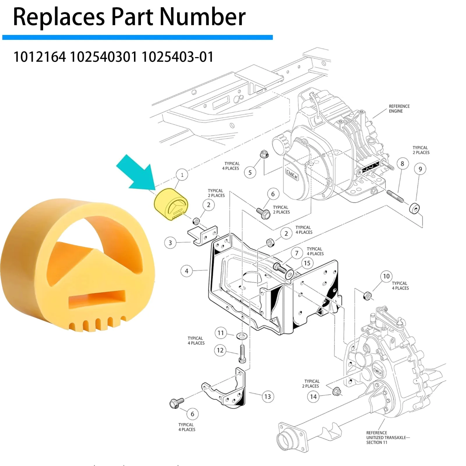 Engine Snubber Mount 1012164 for Club Car Gas Carts image 4