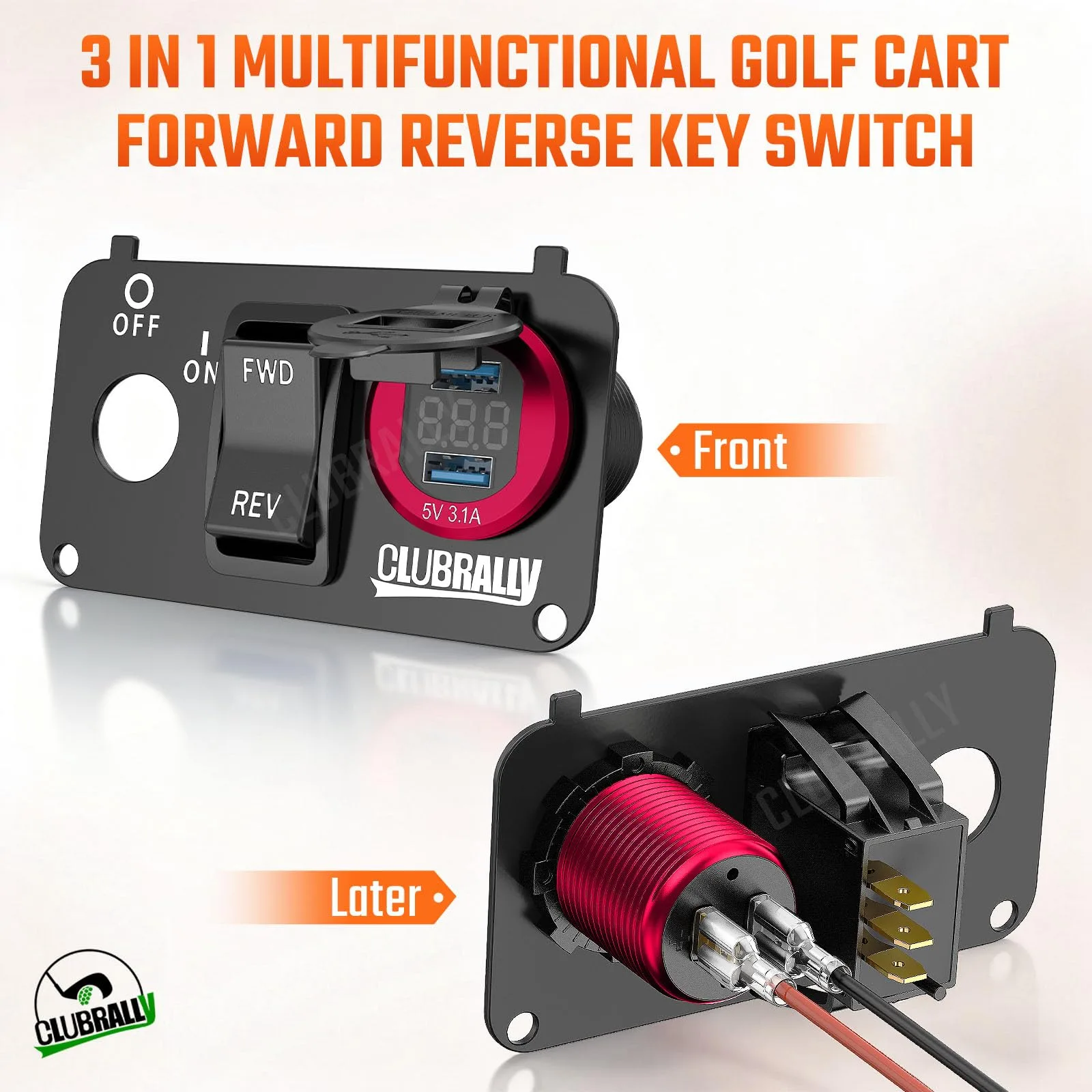 CLUBRALLY CB-109 EZGO Key Switch Console Plate image 2