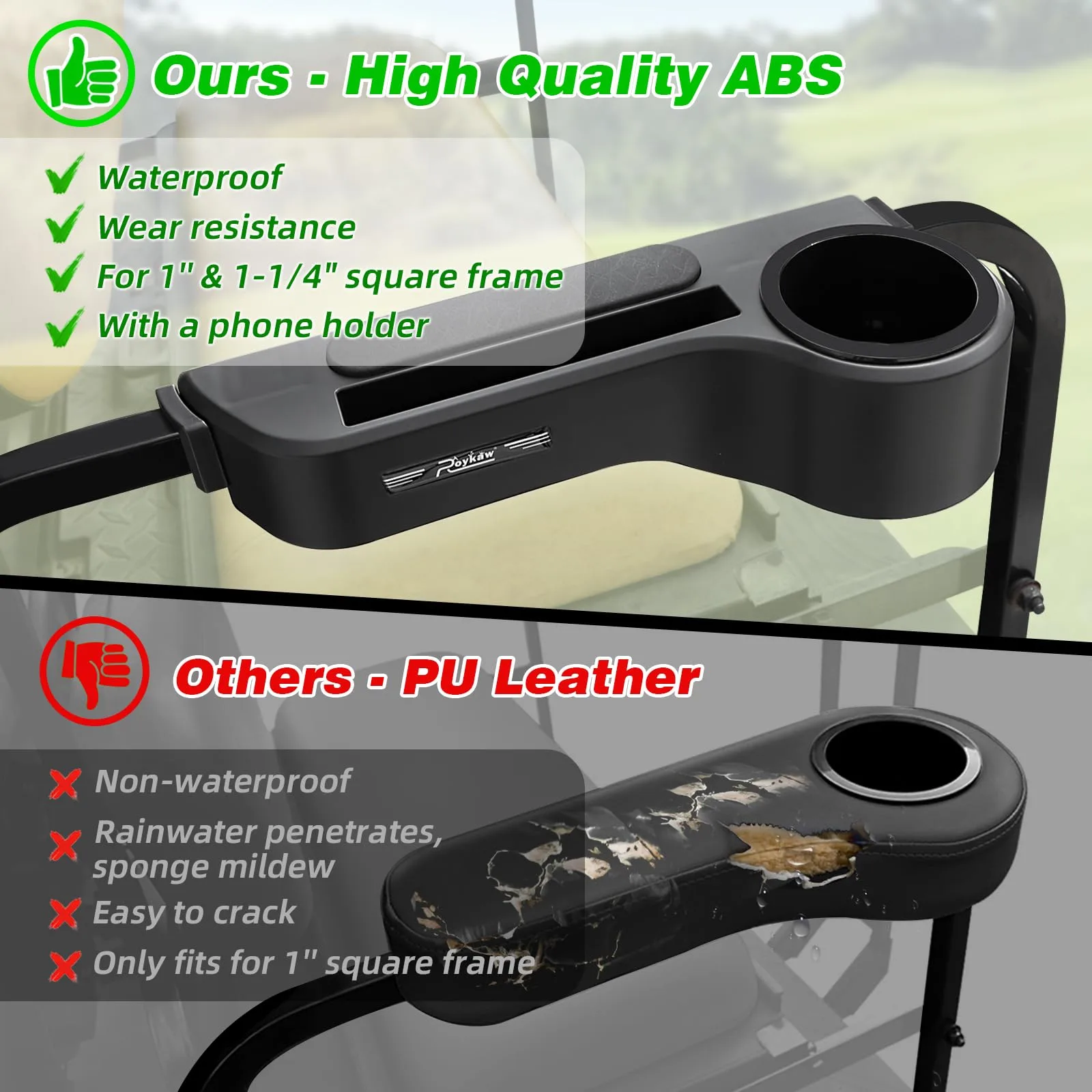 Roykaw Golf Cart Rear Seat Armrests with Cup Holders image 2