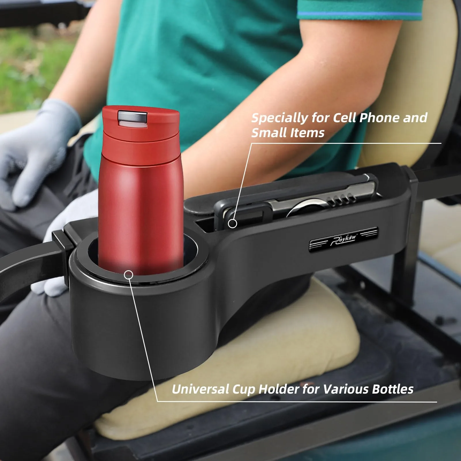 Roykaw Golf Cart Rear Seat Armrests with Cup Holders image 4