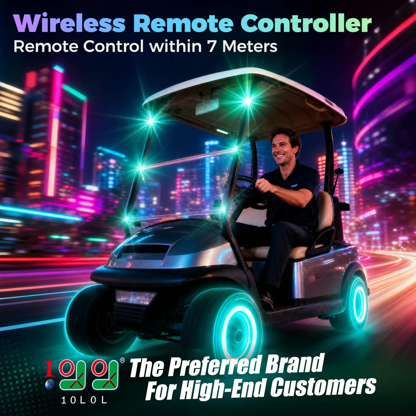 10L0L Golf Cart Rock Light Kit with 6 Wireless LED Pods image 2
