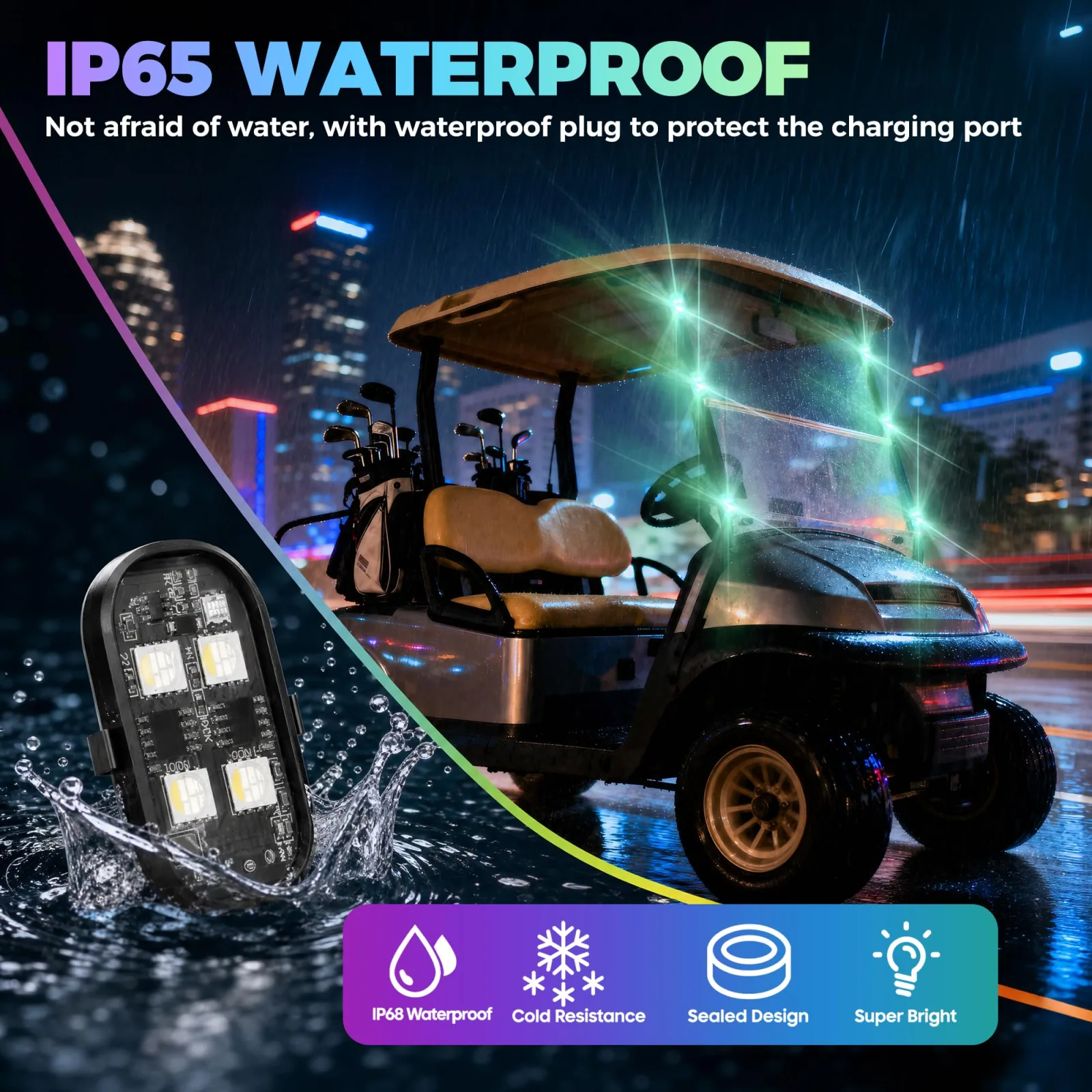 10L0L Golf Cart Rock Light Kit with 6 Wireless LED Pods image 4