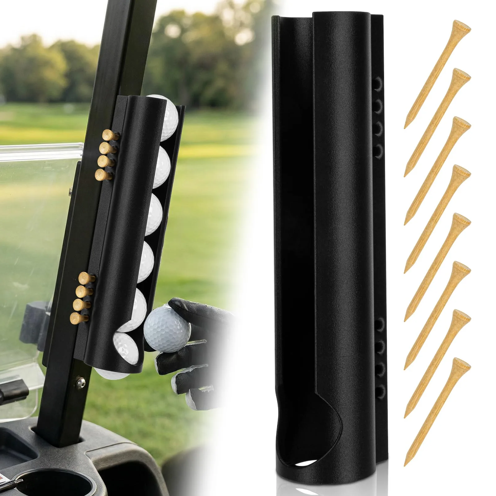 Generic Six-Ball Golf Cart Ball Holder and Tee Dispenser