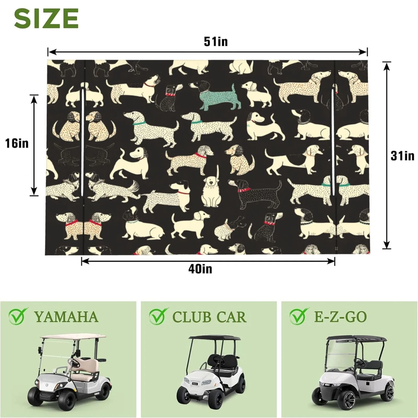 HOYYU Black Sausage Dog Golf Cart Seat Cover image 3