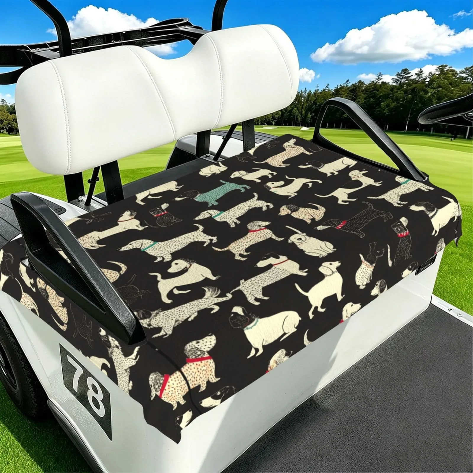 HOYYU Black Sausage Dog Golf Cart Seat Cover