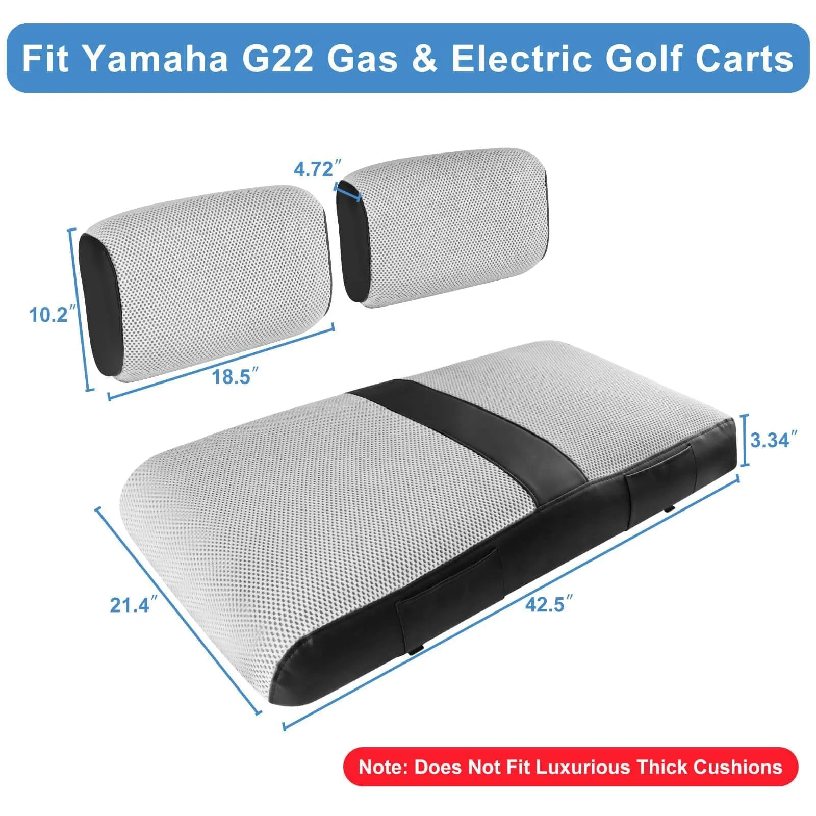 MOSNAI M229 Yamaha Golf Cart Front Seat Cover Set image 3