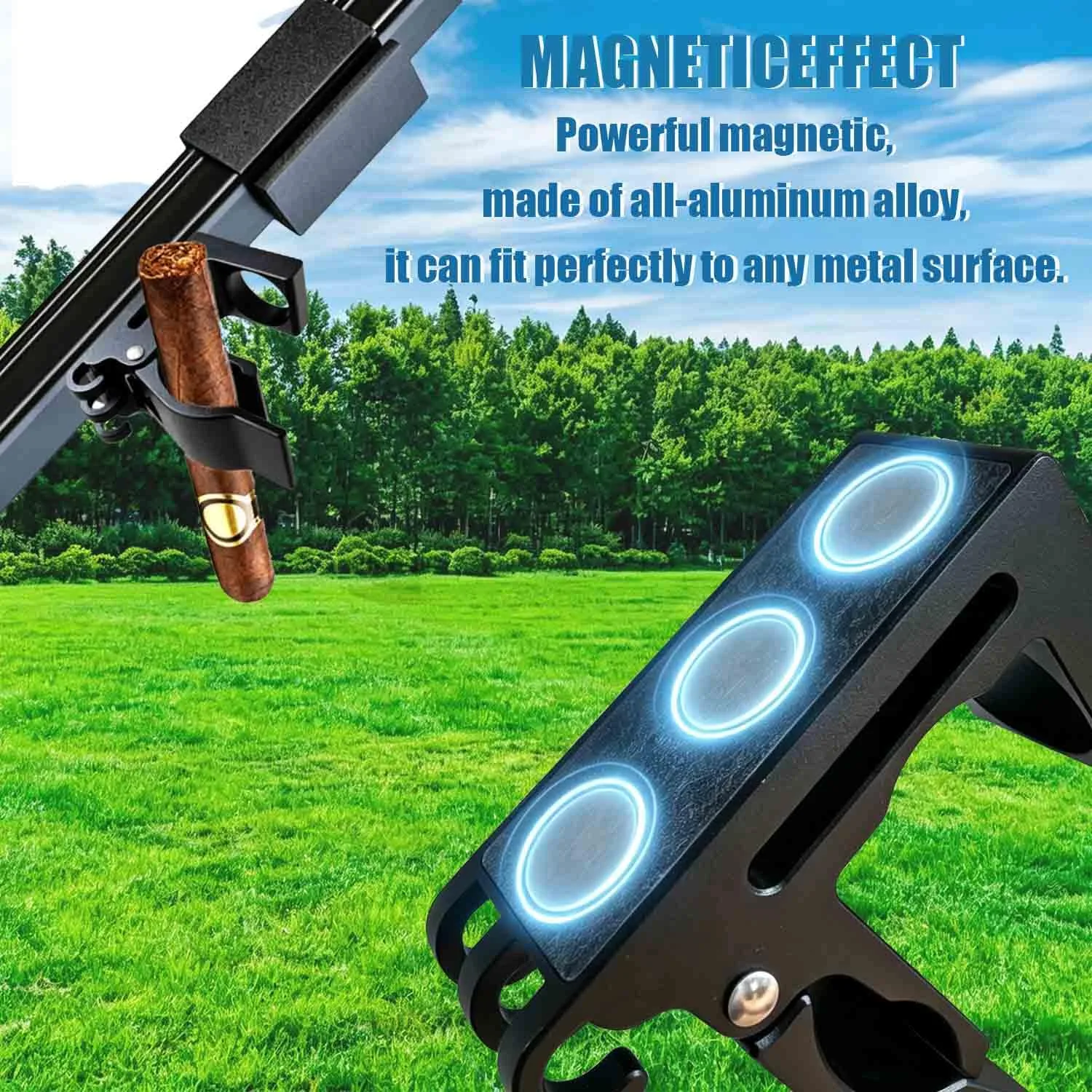 SirChic Magnetic Golf Cart Holder Clip — Black Aluminum image 3