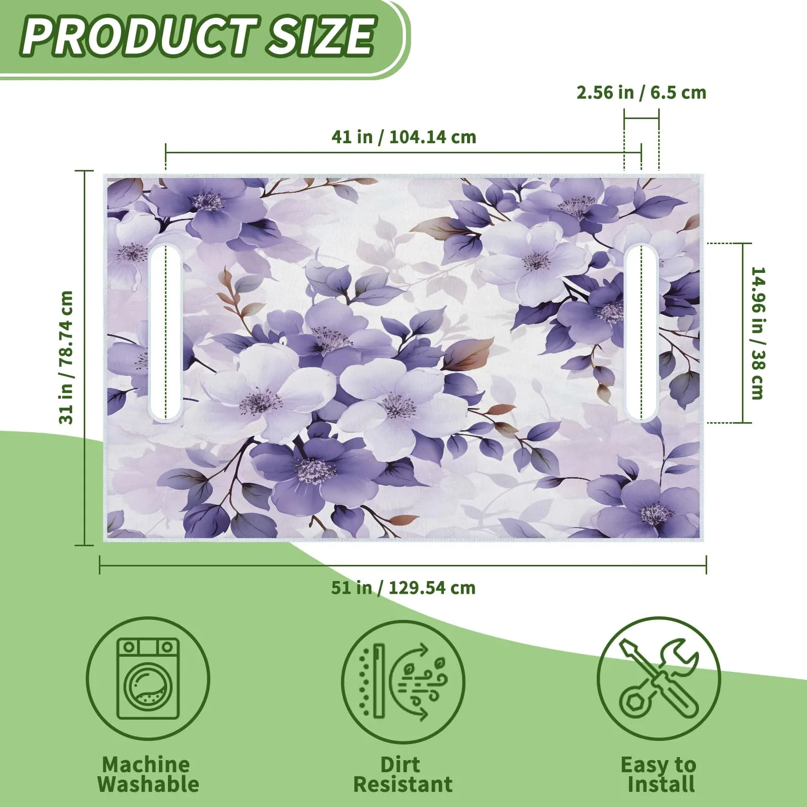 Tiveruda Purple Floral Golf Cart Seat Cover, 51 x 31 in image 2